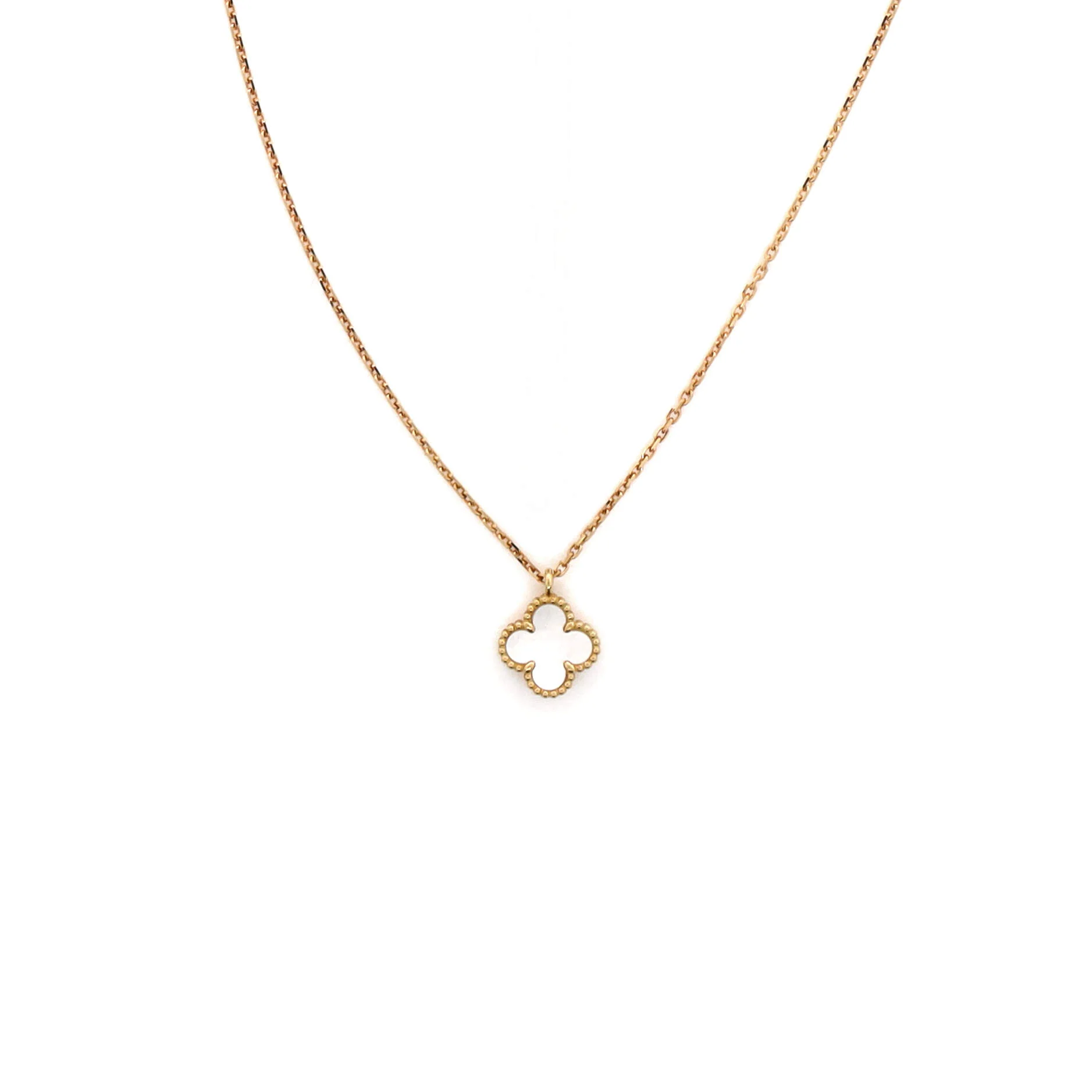 Sweet Alhambra Pendant Necklace 18K Yellow Gold and Mother of Pearl