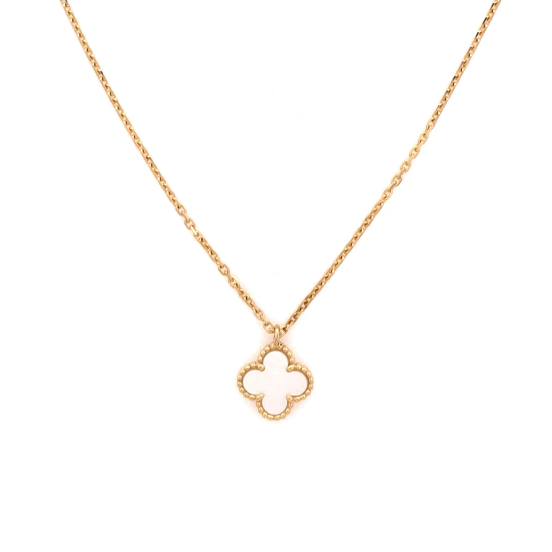 Sweet Alhambra Pendant Necklace 18K Yellow Gold and Mother of Pearl