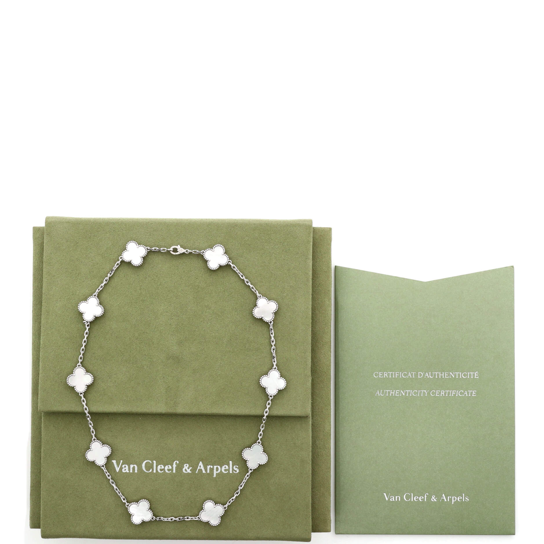 Vintage Alhambra 10 Motifs Necklace 18K White Gold and Mother of Pearl - Image 2