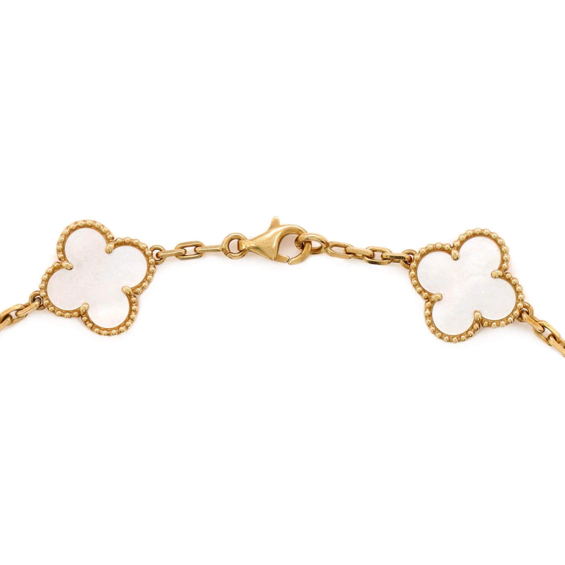 Vintage Alhambra 10 Motifs Necklace 18K Yellow Gold and Mother of Pearl - Image 3