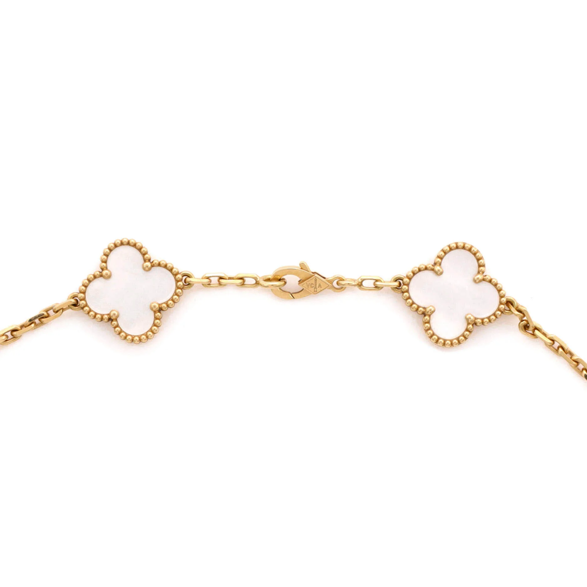 Vintage Alhambra 10 Motifs Necklace 18K Yellow Gold and Mother of Pearl - Image 3