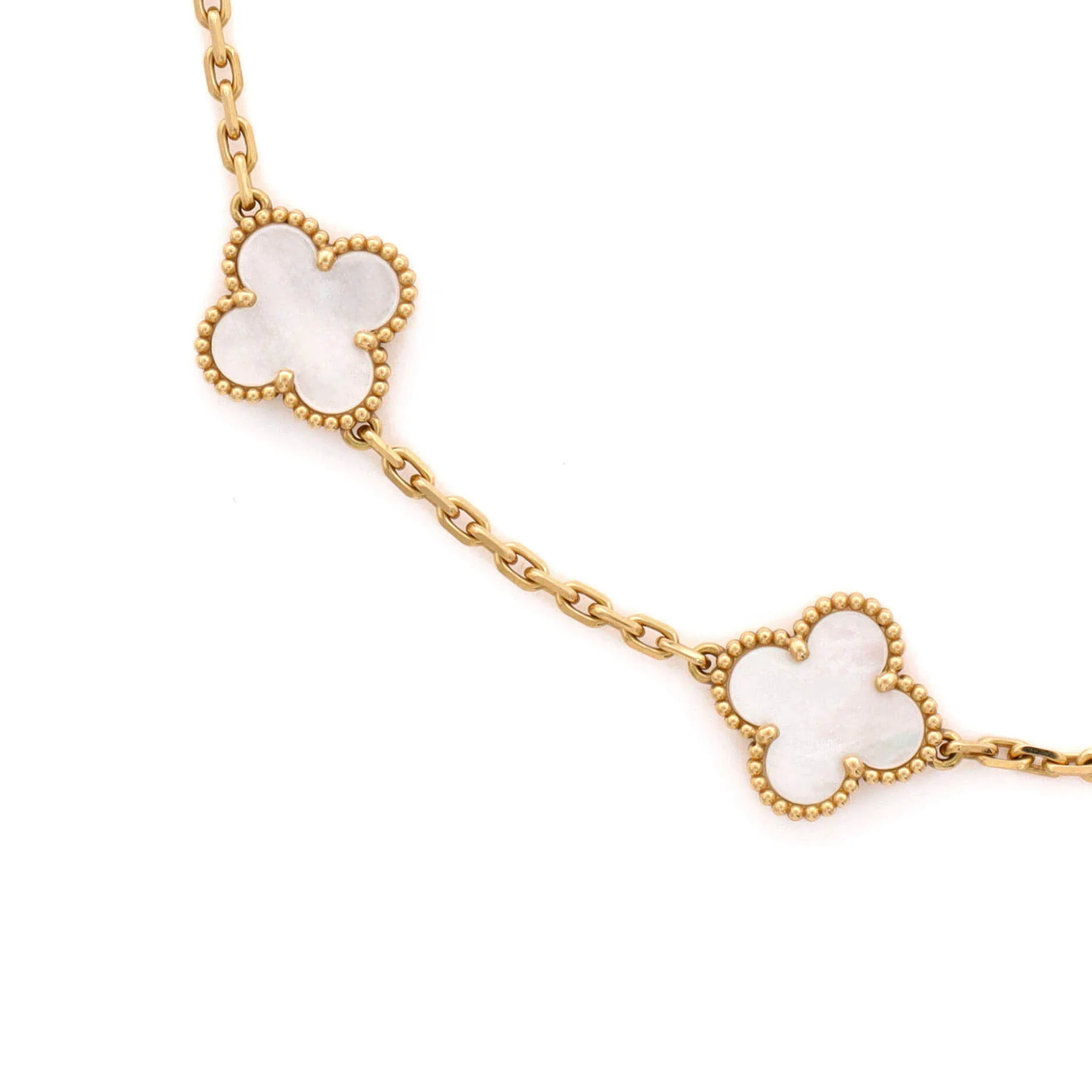 Vintage Alhambra 10 Motifs Necklace 18K Yellow Gold and Mother of Pearl - Image 4
