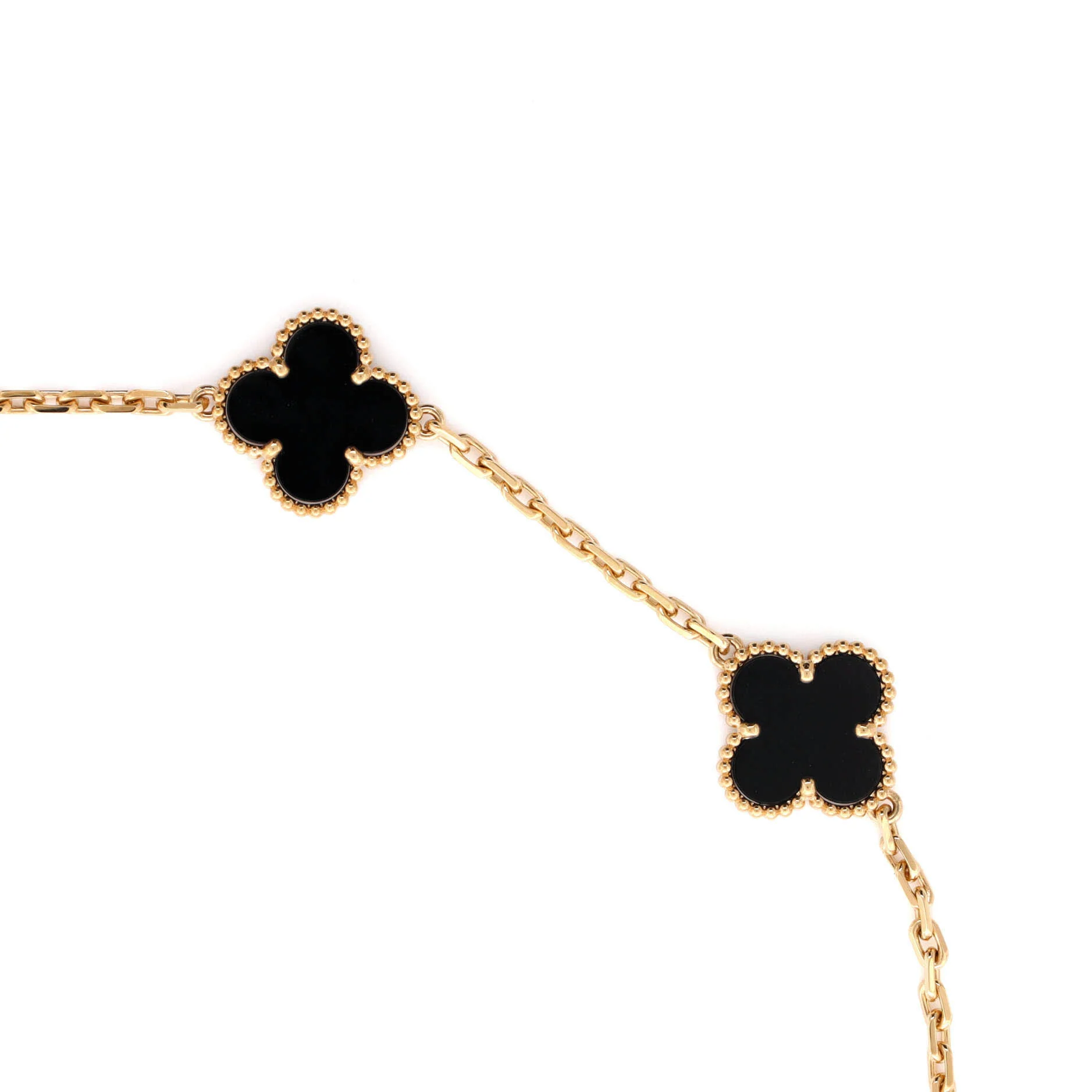 Vintage Alhambra 10 Motifs Necklace 18K Yellow Gold and Onyx - Image 3