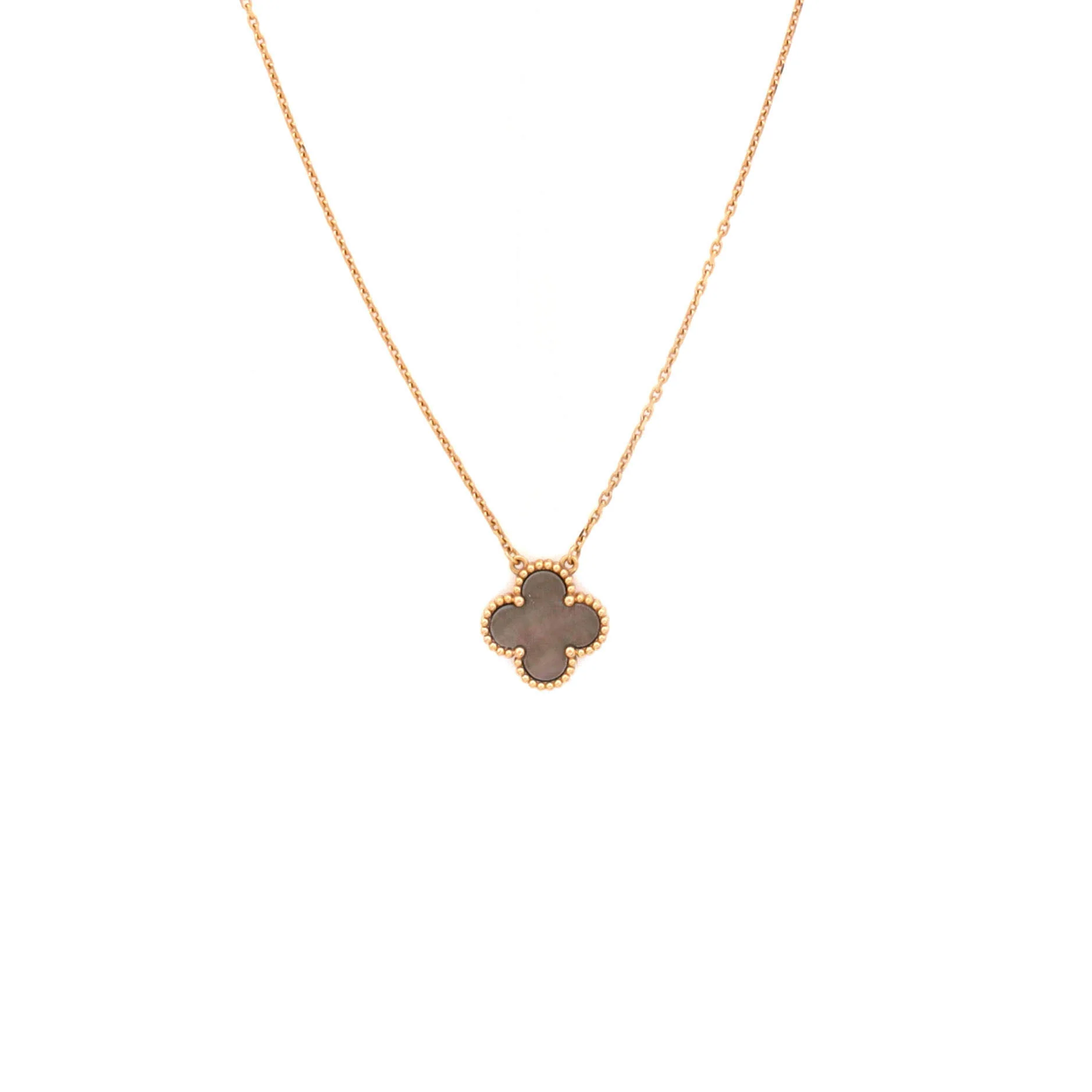 Vintage Alhambra Pendant Necklace 18K Rose Gold and Grey Mother of Pearl