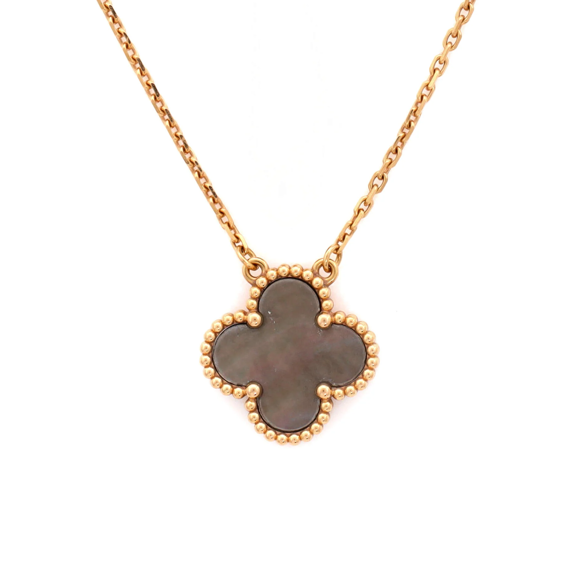 Vintage Alhambra Pendant Necklace 18K Rose Gold and Grey Mother of Pearl - Image 3