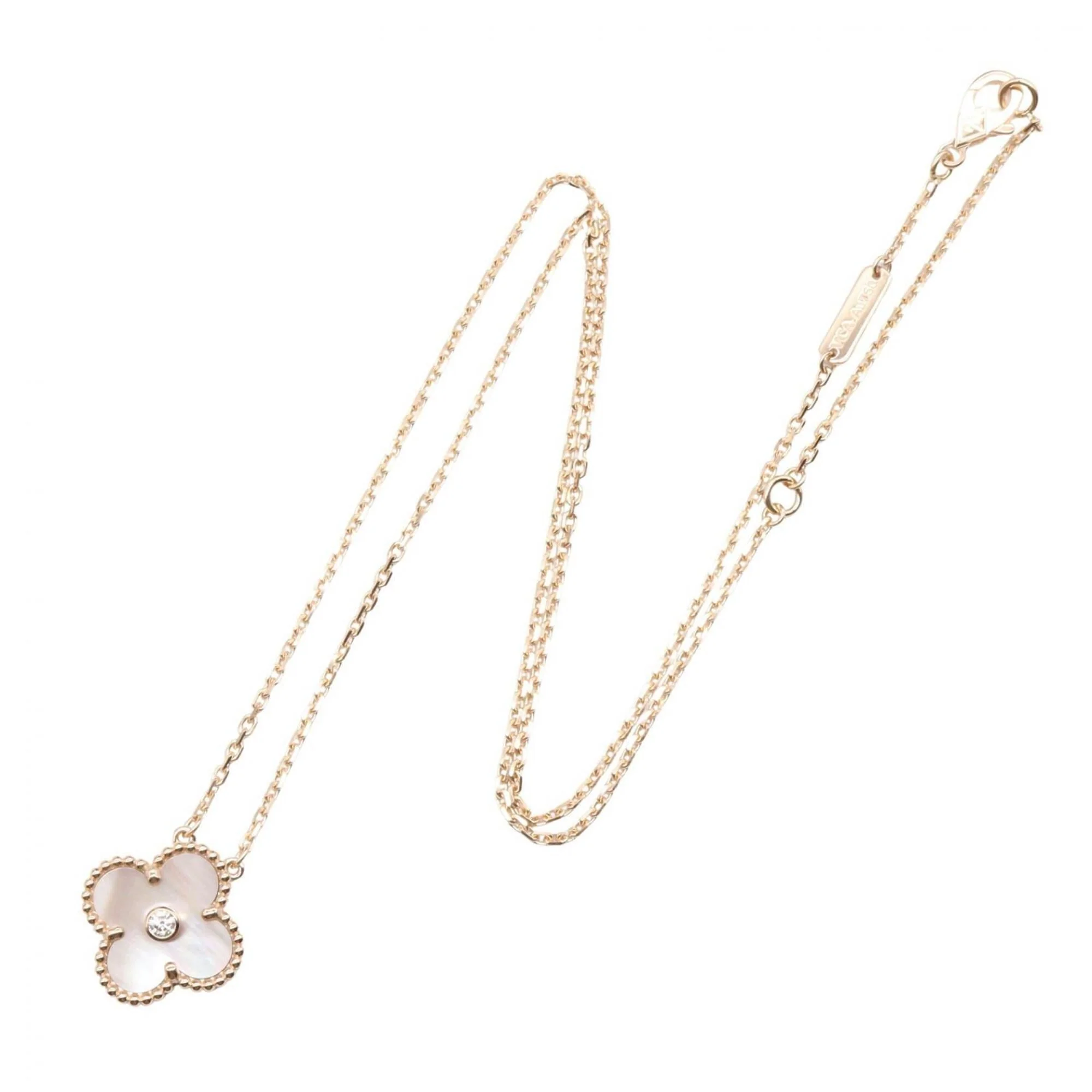 Vintage Alhambra Pendant Necklace 18K Rose Gold and Mother of Pearl - Image 2