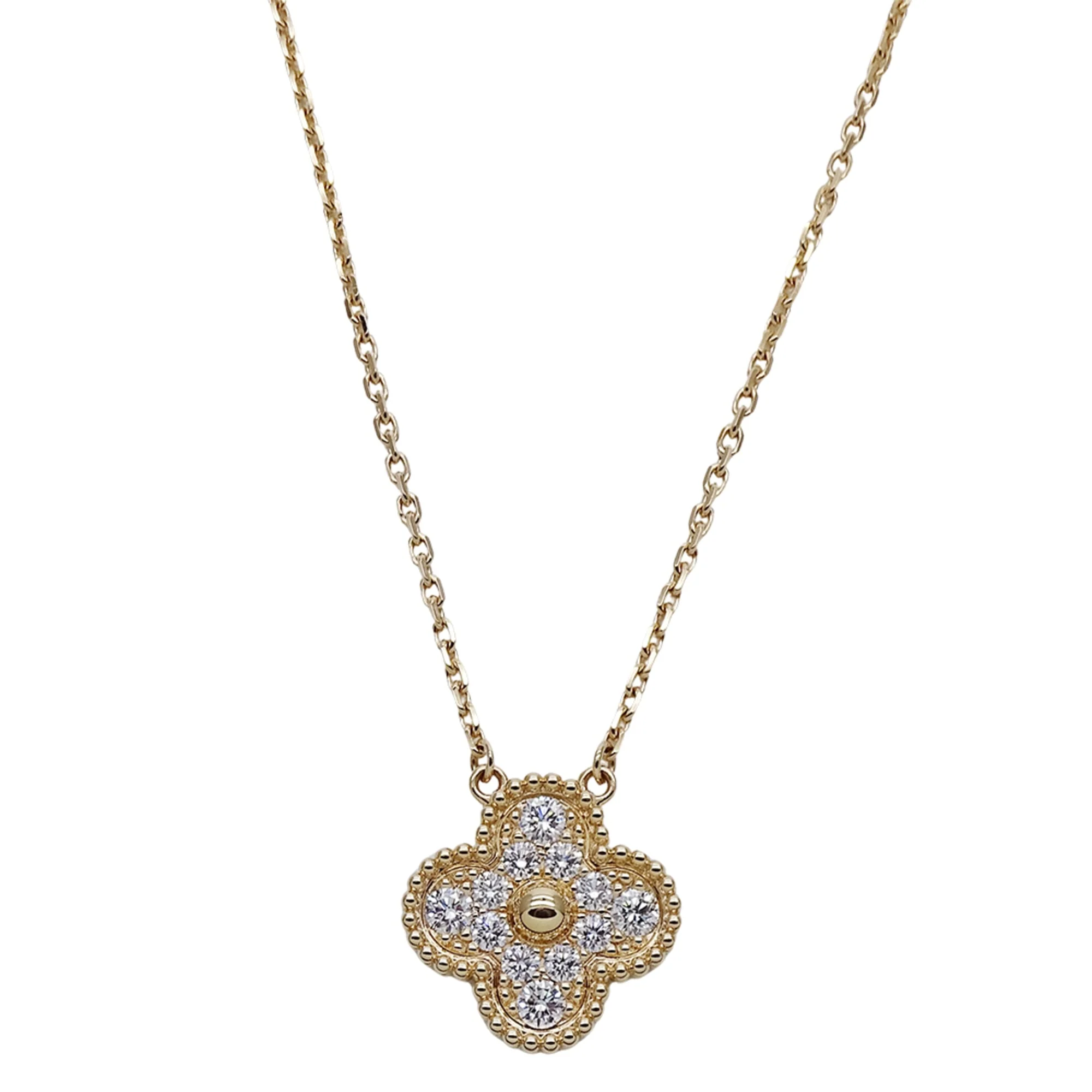 Vintage Alhambra Pendant Necklace 18K Yellow Gold - Image 2