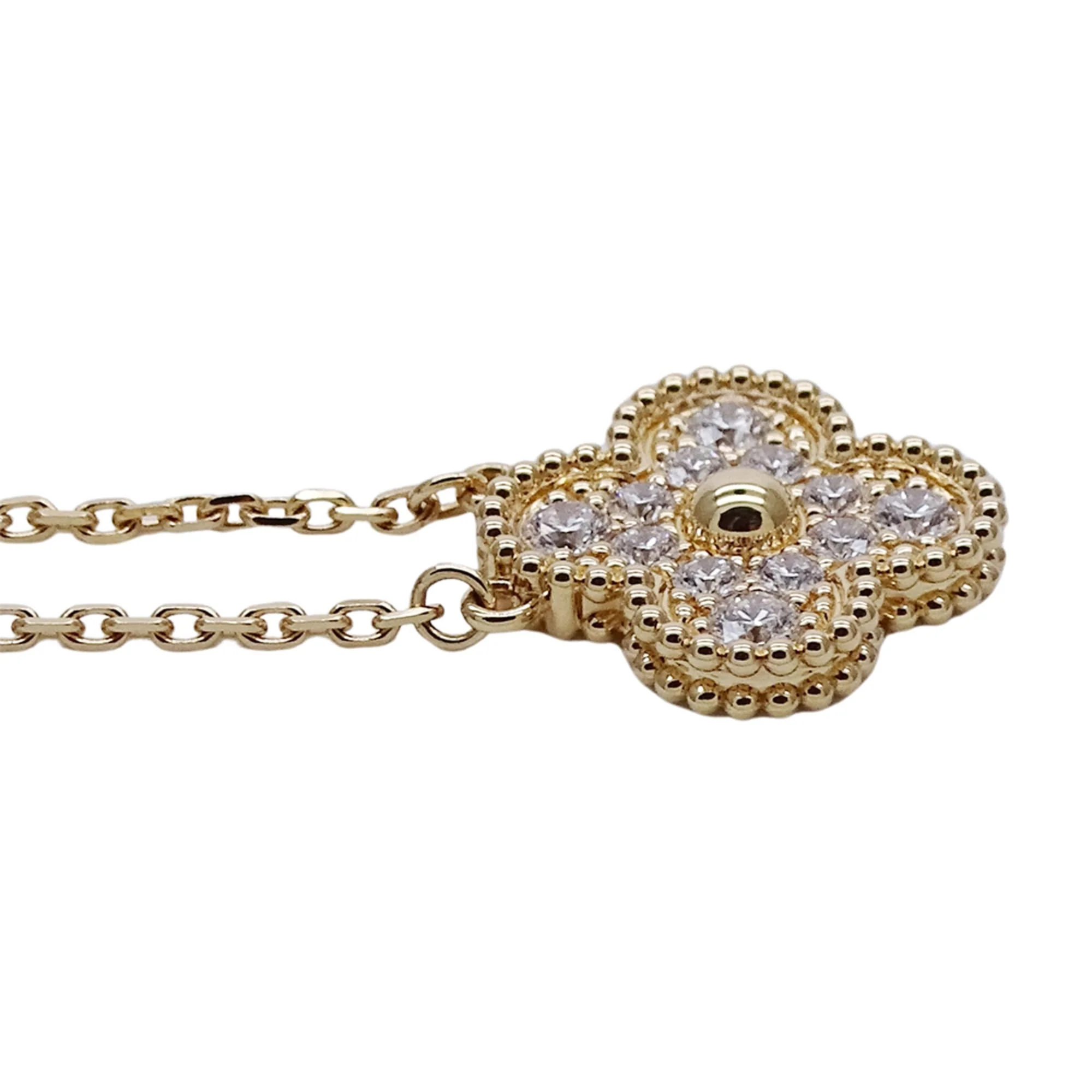 Vintage Alhambra Pendant Necklace 18K Yellow Gold - Image 3