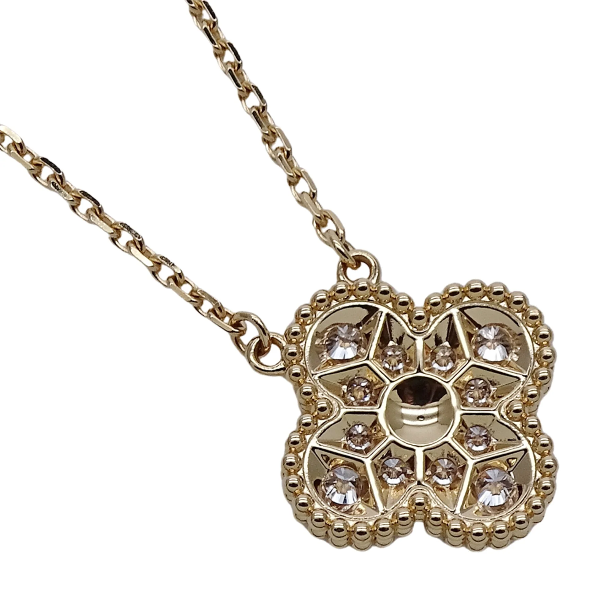 Vintage Alhambra Pendant Necklace 18K Yellow Gold - Image 4
