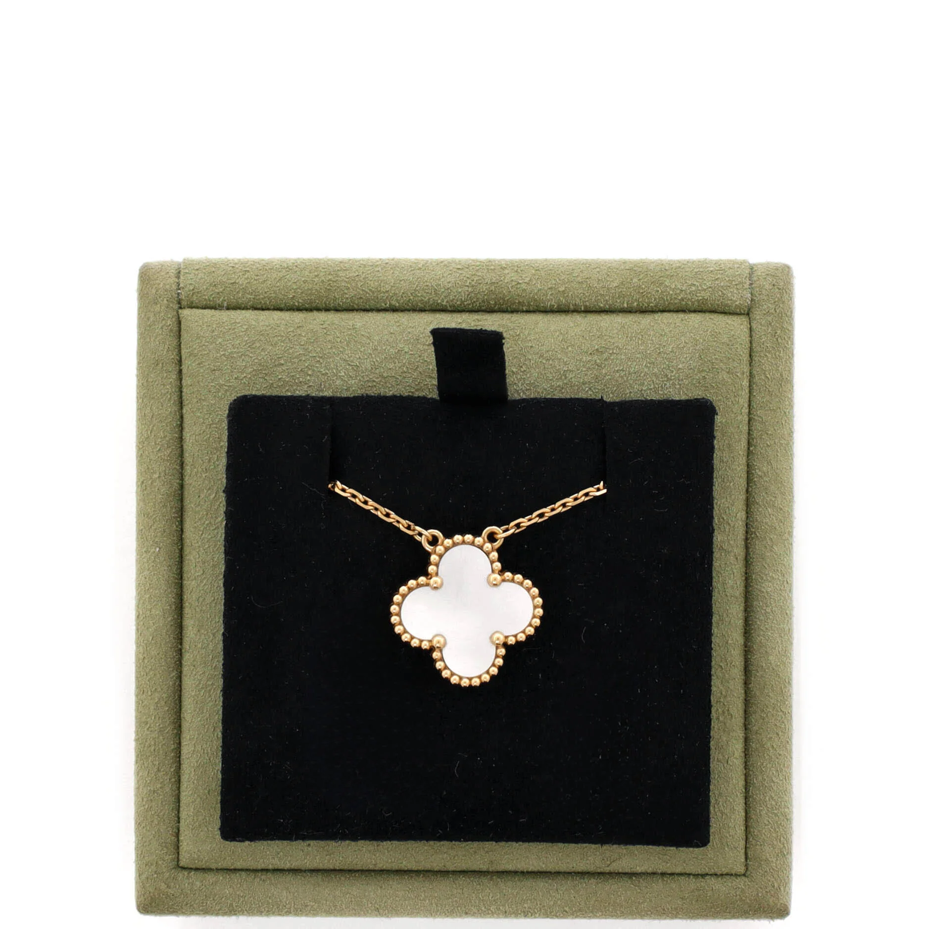 Vintage Alhambra Pendant Necklace 18K Yellow Gold and Mother of Pearl - Image 2
