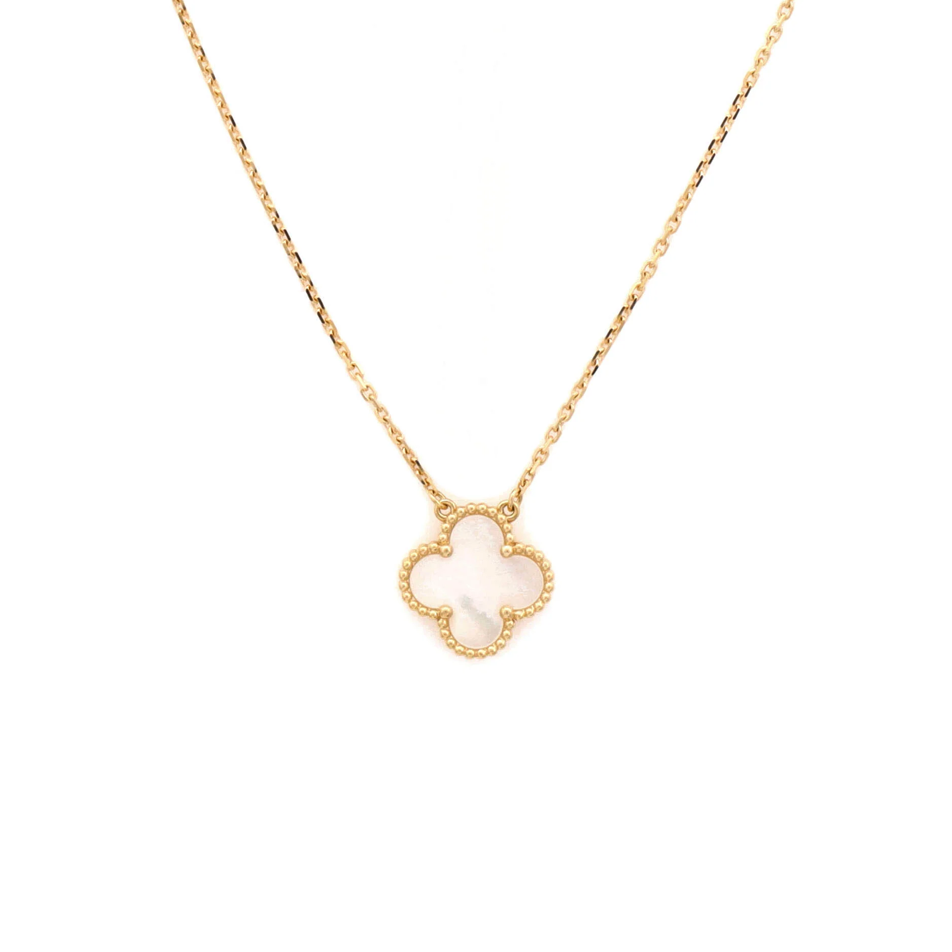 Vintage Alhambra Pendant Necklace 18K Yellow Gold and Mother of Pearl