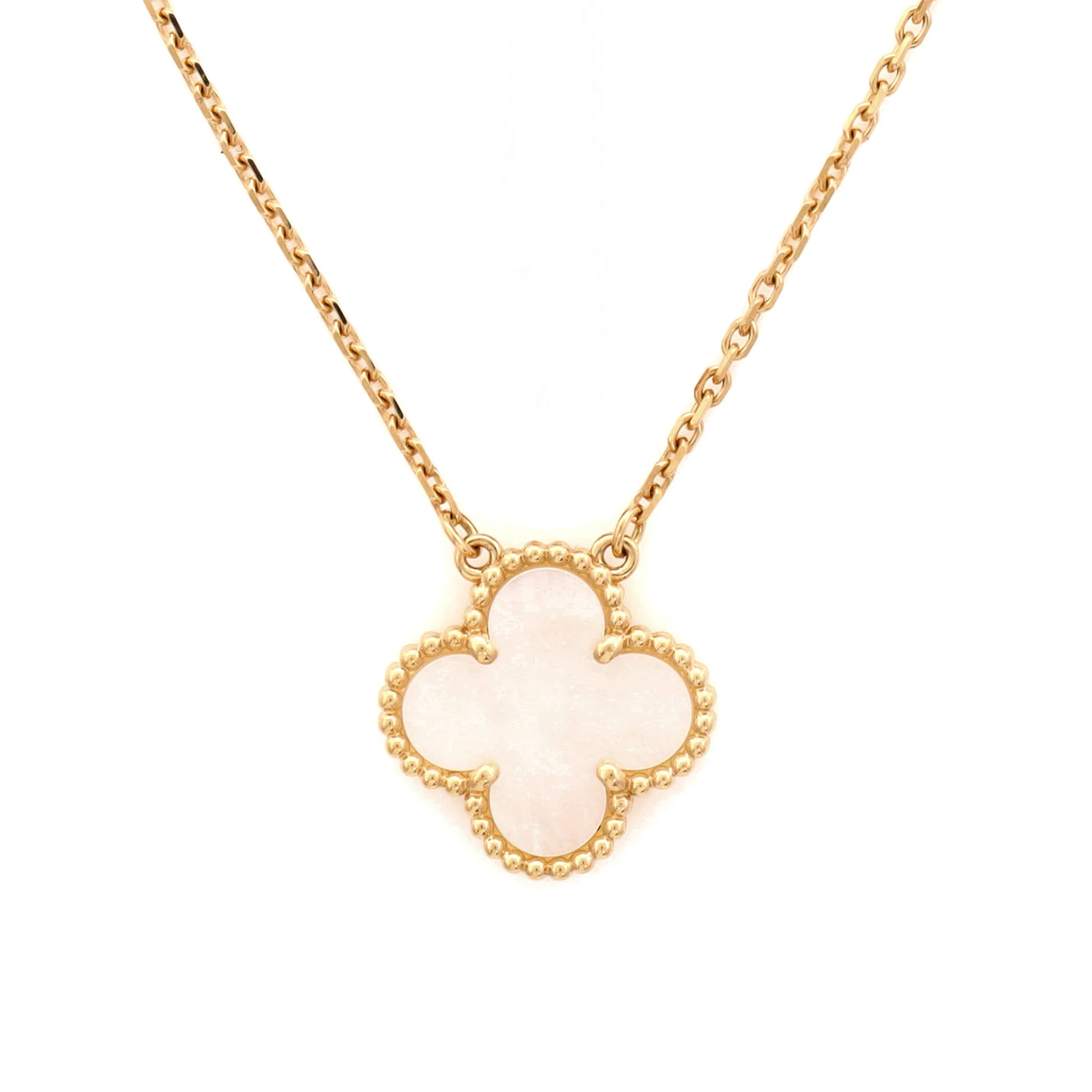 Vintage Alhambra Pendant Necklace 18K Yellow Gold and Mother of Pearl - Image 4