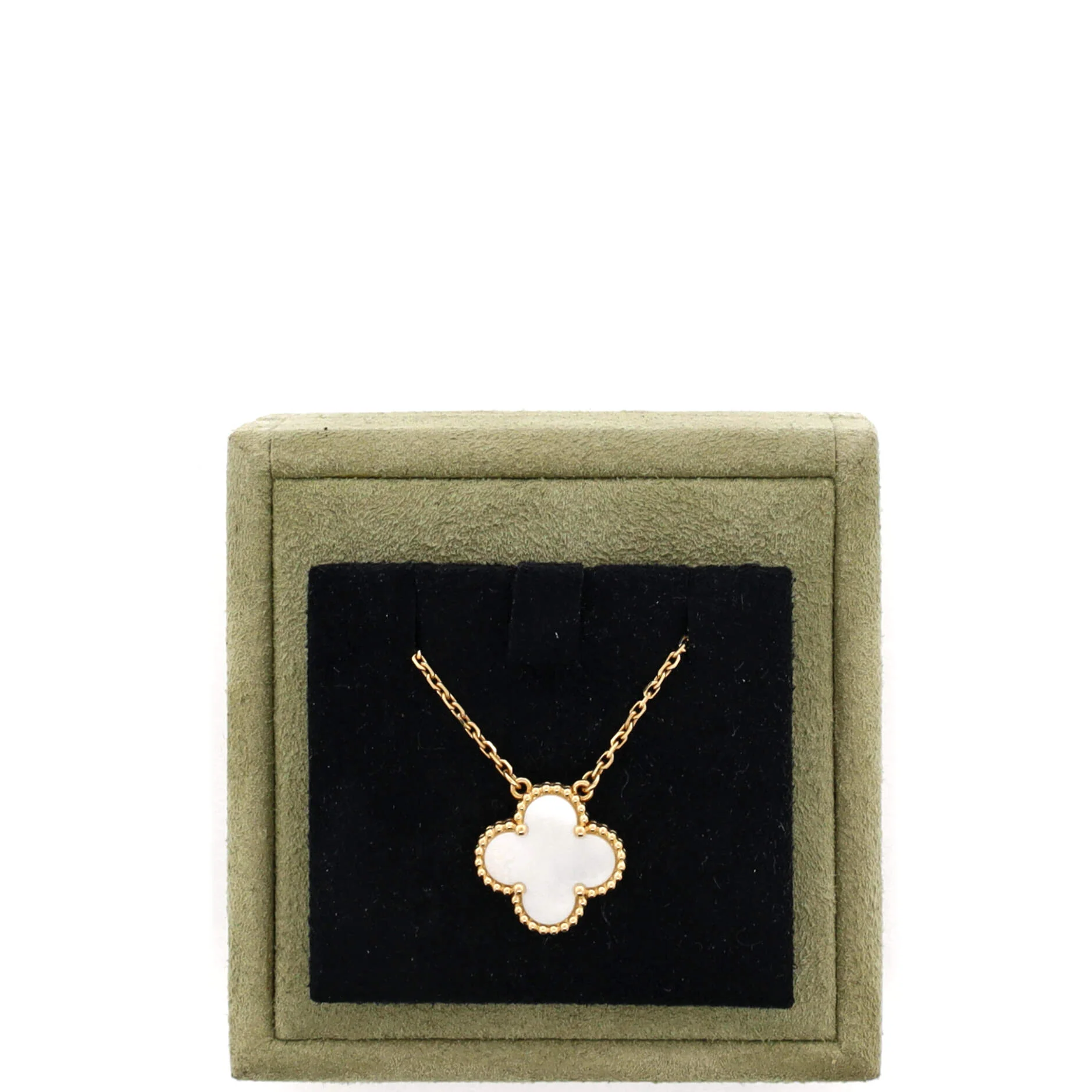 Vintage Alhambra Pendant Necklace 18K Yellow Gold and Mother of Pearl - Image 2