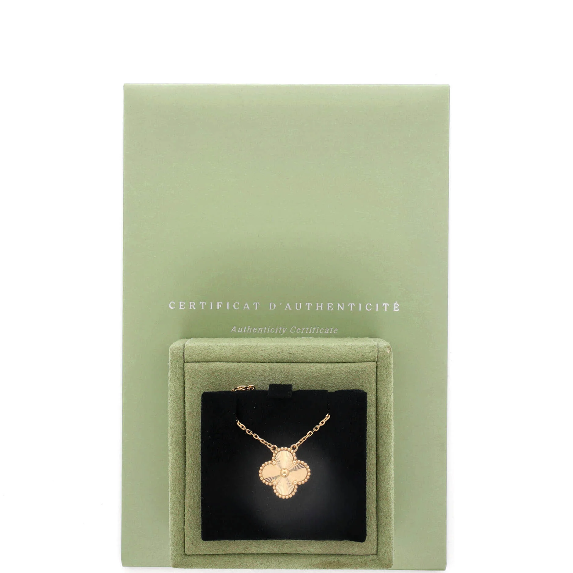 Vintage Alhambra Pendant Necklace Guilloche 18K Yellow Gold - Image 2