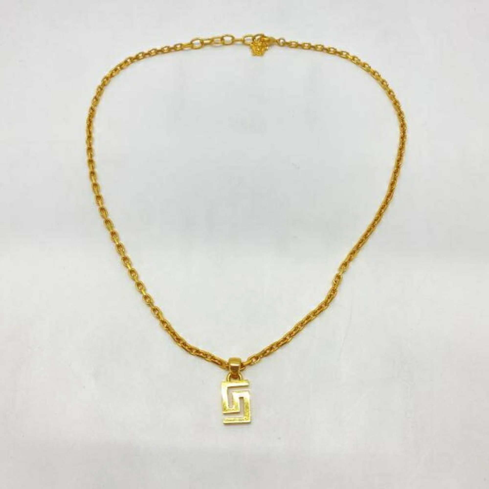 Greca Medusa Pendant Necklace Gold