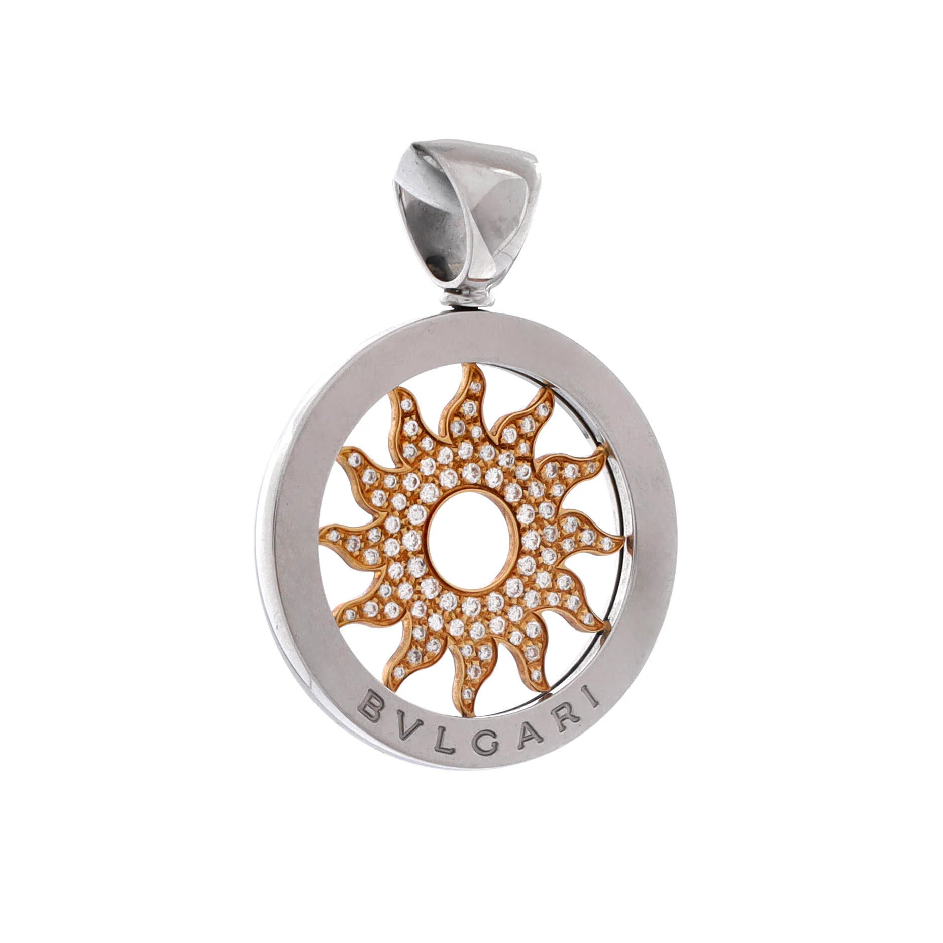 Tondo Sun Pendant Pendant & Charms 18K Yellow Gold and Stainless Steel with Diamonds - Image 2