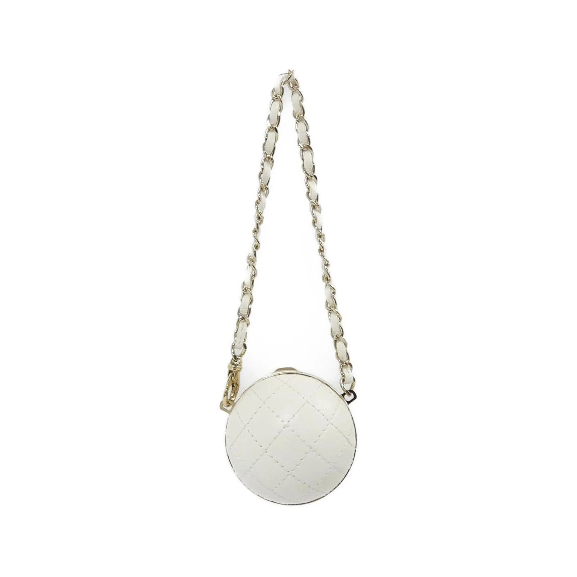 Bag Charm Leather Gold and White Handbag Charm - Image 2