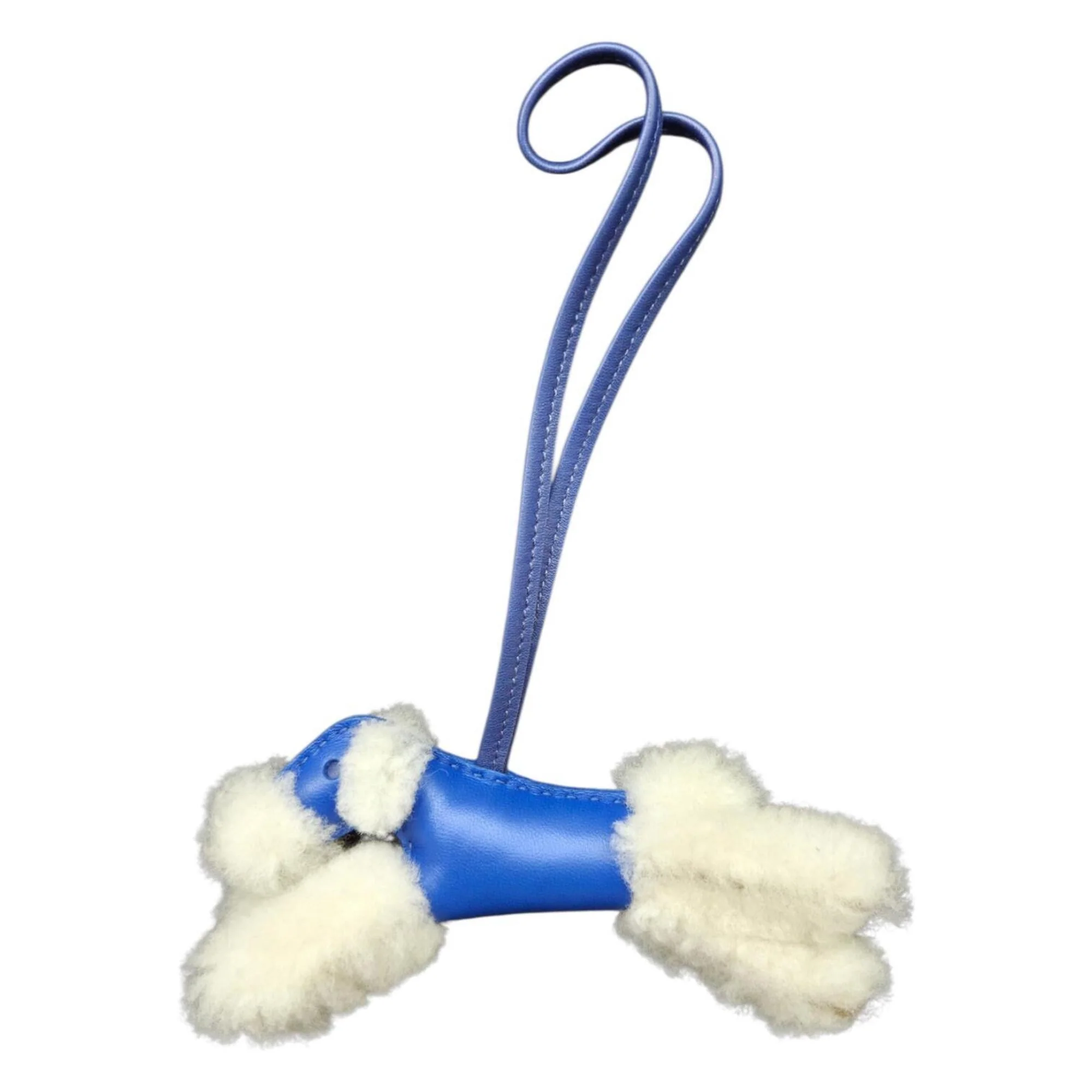 Charm Agneau Milo and Leather Blue and White Handbag Charm