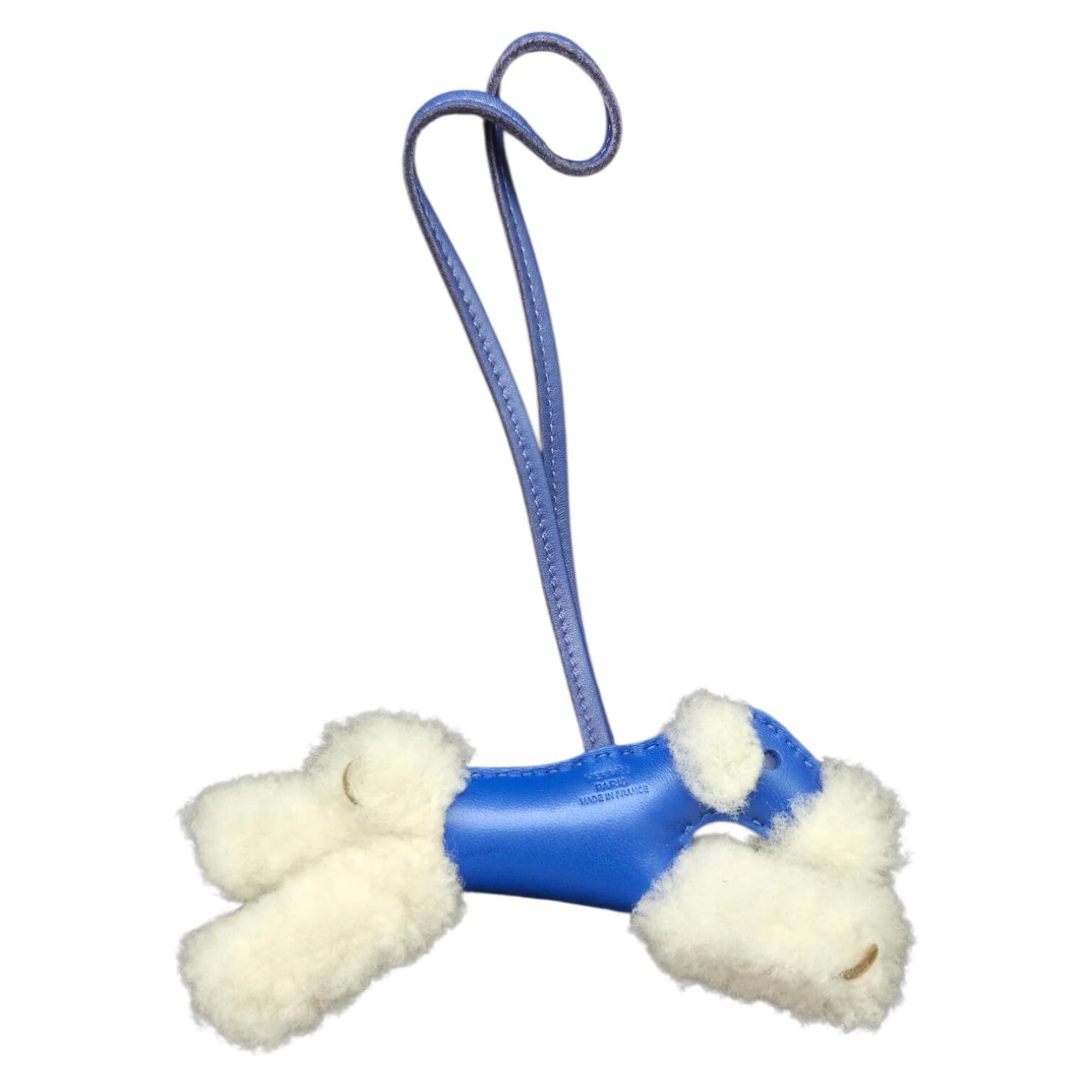 Charm Agneau Milo and Leather Blue and White Handbag Charm - Image 2