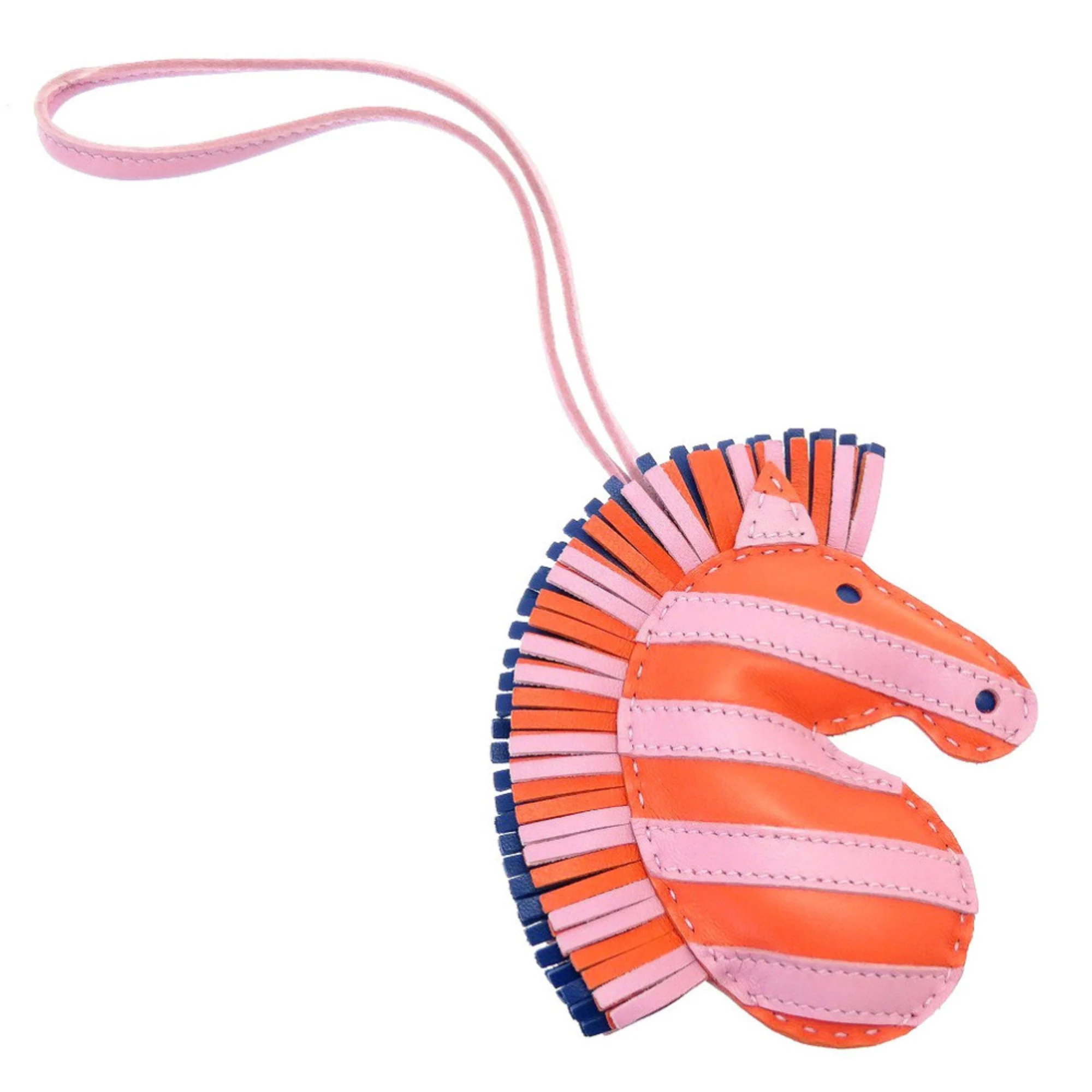 Charm Agneau Milo and Leather Blue Orange Pink Handbag Charm - Image 2