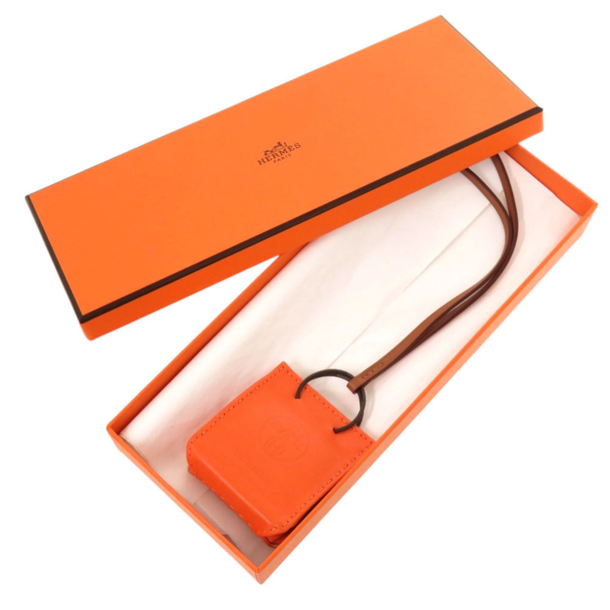 Charm Agneau Milo and Leather Orange Handbag Charm - Image 2