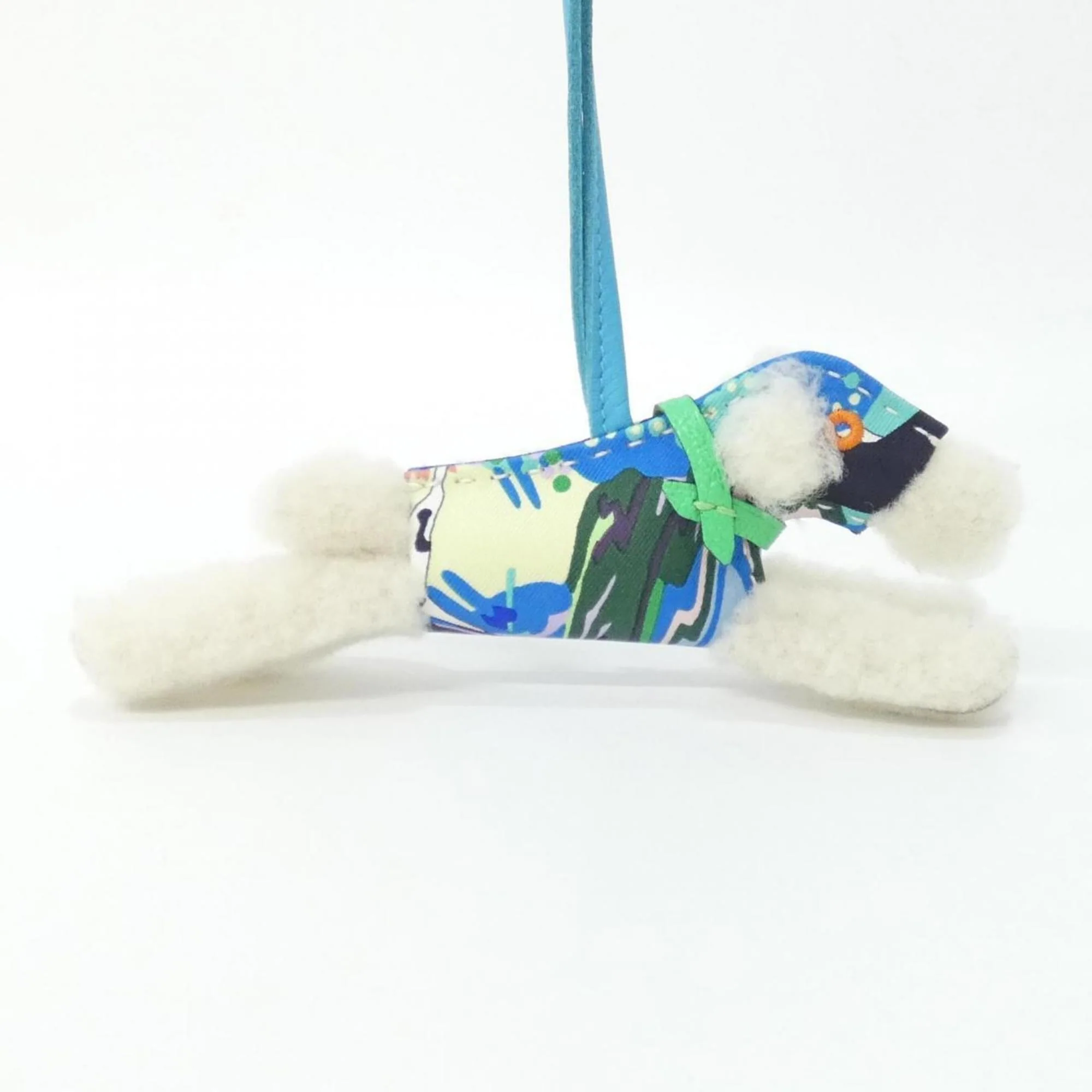 Charm Agneau Milo Leather Blue Ecru Vert Handbag Charm - Image 3
