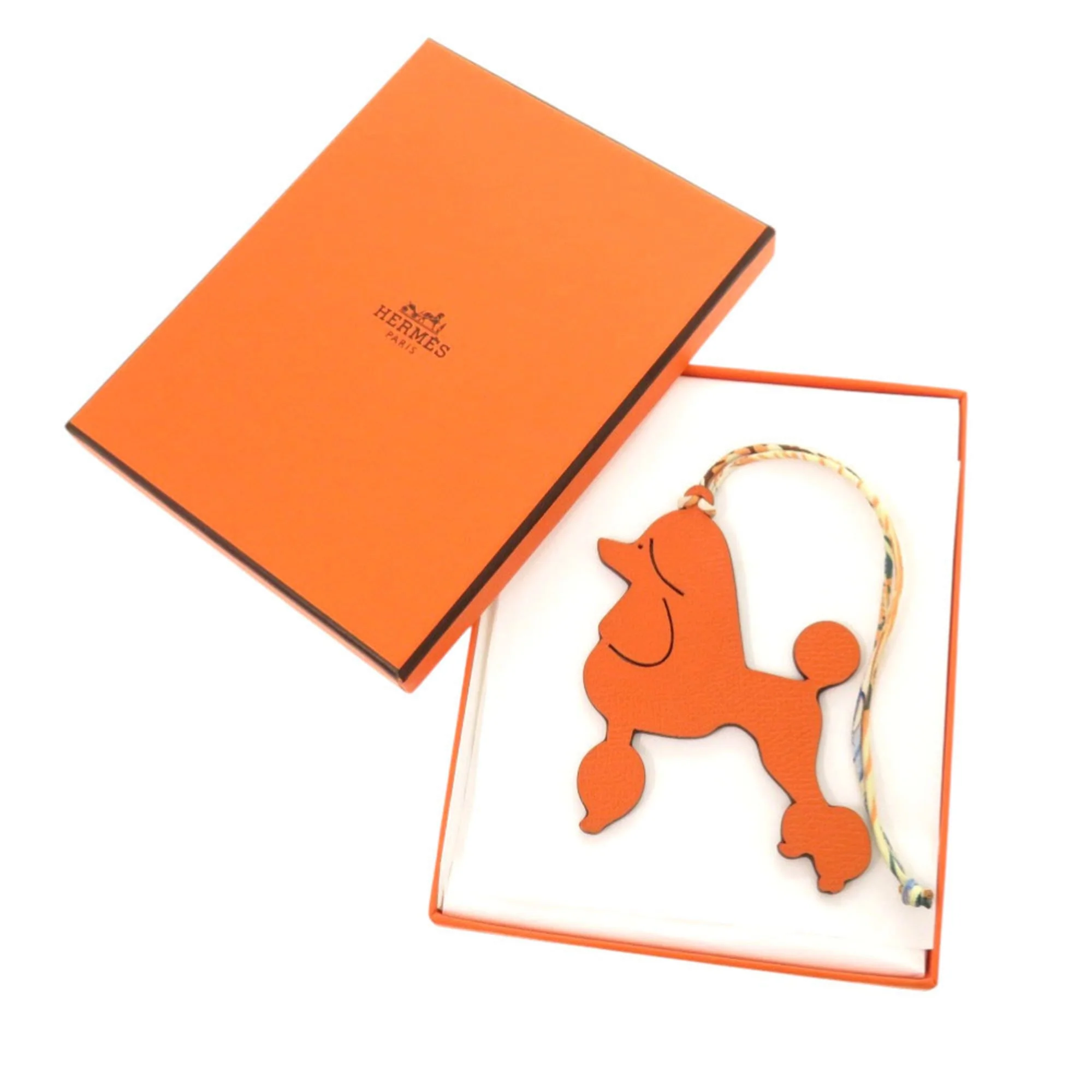 Charm Epsom Leather and Taurillon Clemence Leather Black and Orange Handbag Charm - Image 2