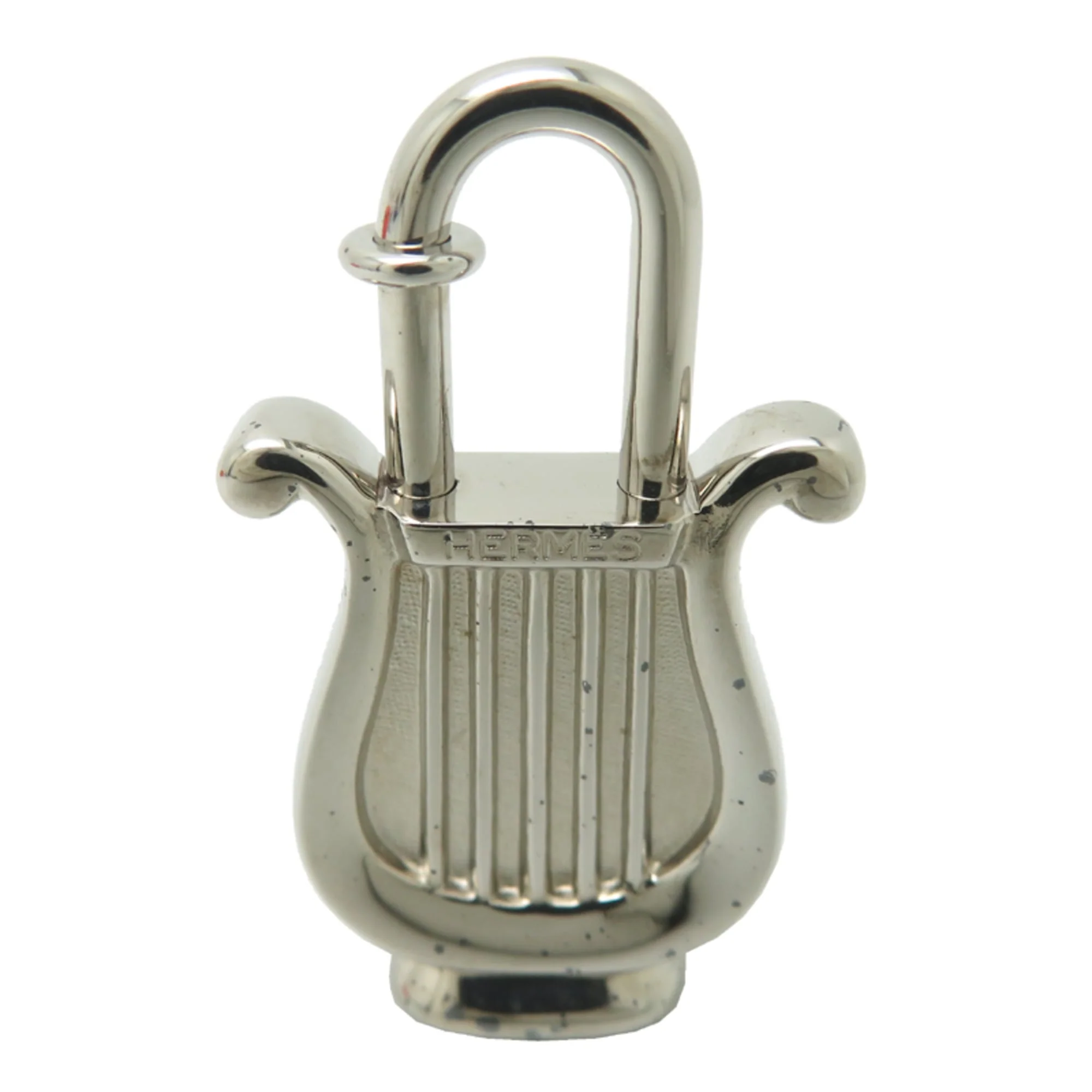 Harp Shaped Padlock Charm Brass Silver Handbag Charm