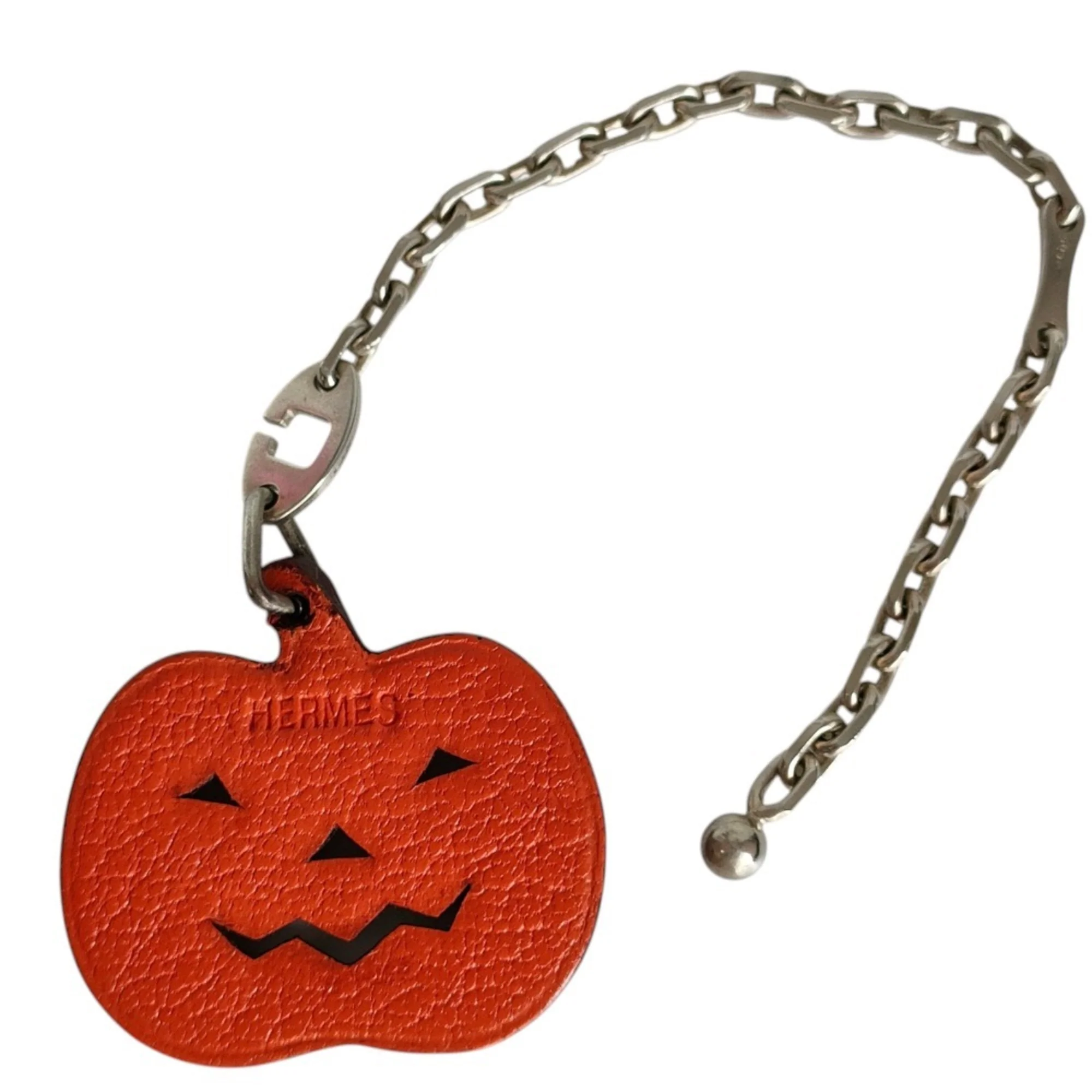 Leather Pumpkin Charm Orange Handbag Charm