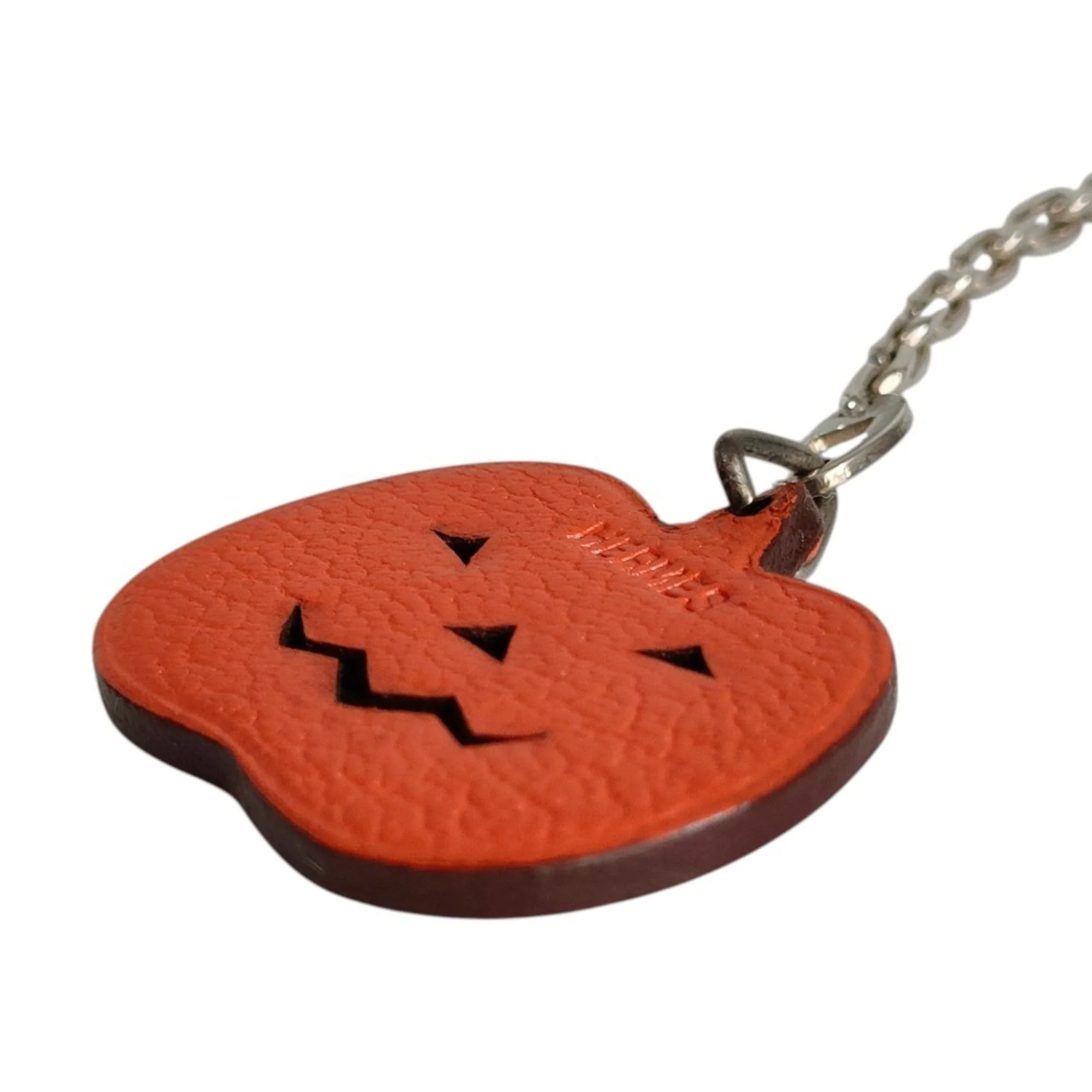 Leather Pumpkin Charm Orange Handbag Charm - Image 3