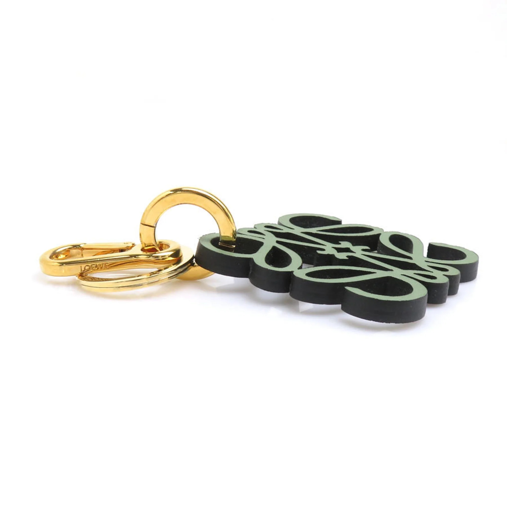 Anagram Charm Leather and Metal Green Handbag Charm - Image 2