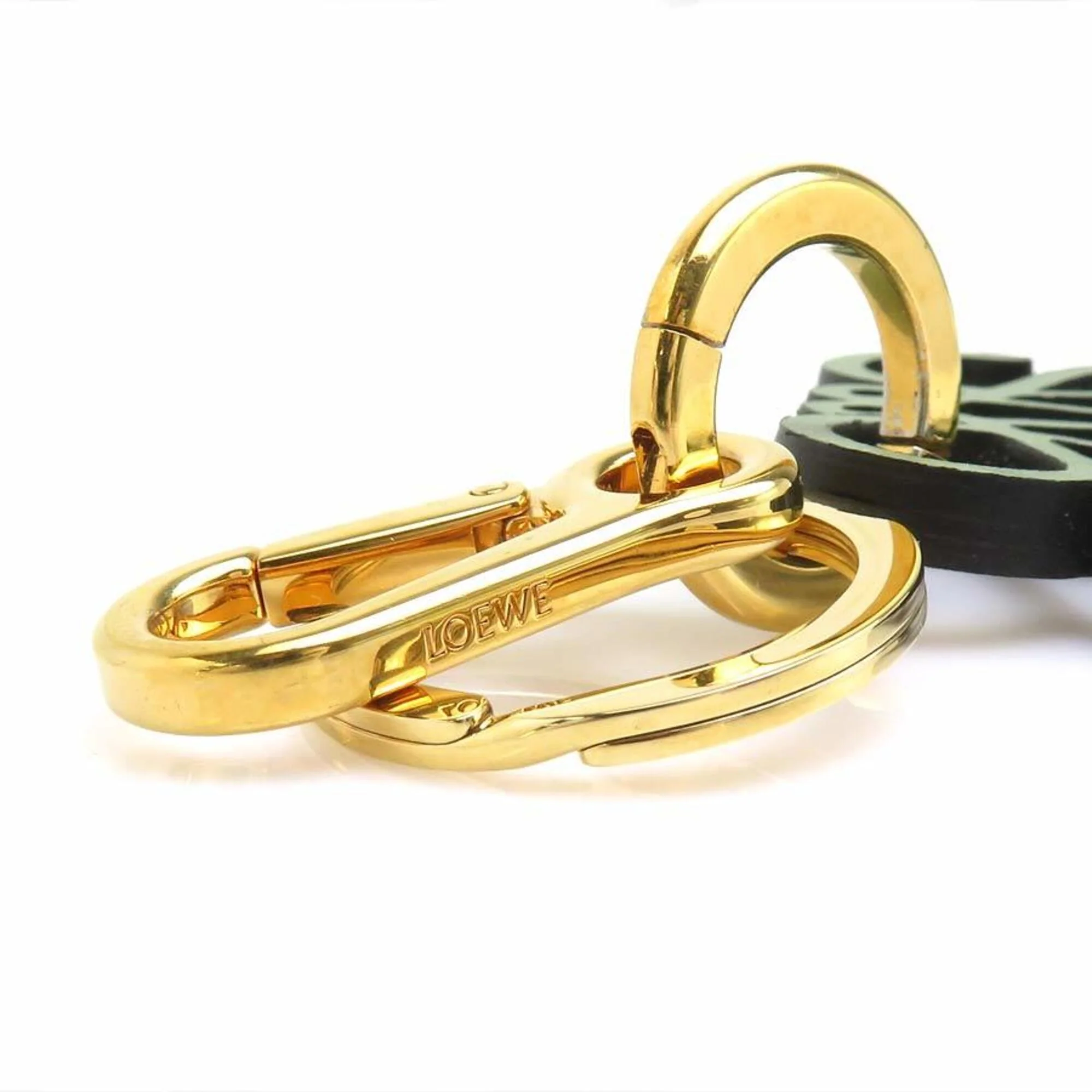 Anagram Charm Leather and Metal Green Handbag Charm - Image 6