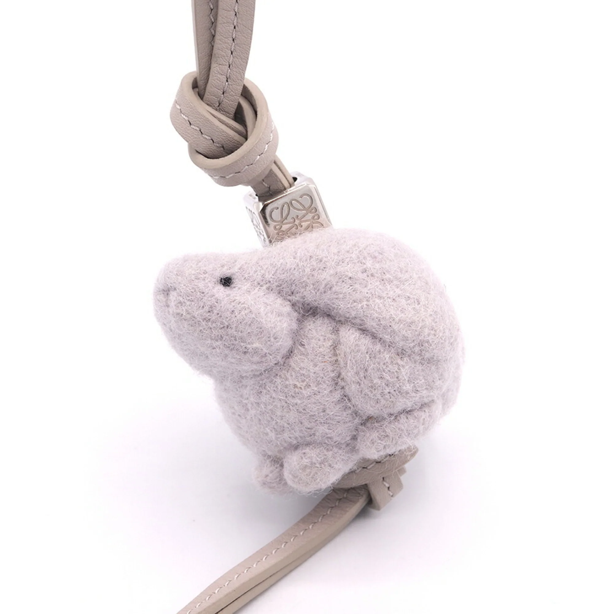 Bunny Charm Leather Light Gray Handbag Charm