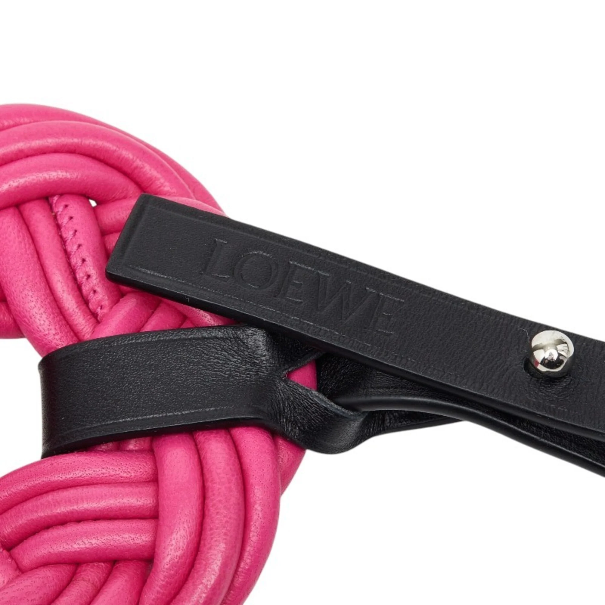 Handbag Charm Leather Black and Pink - Image 3