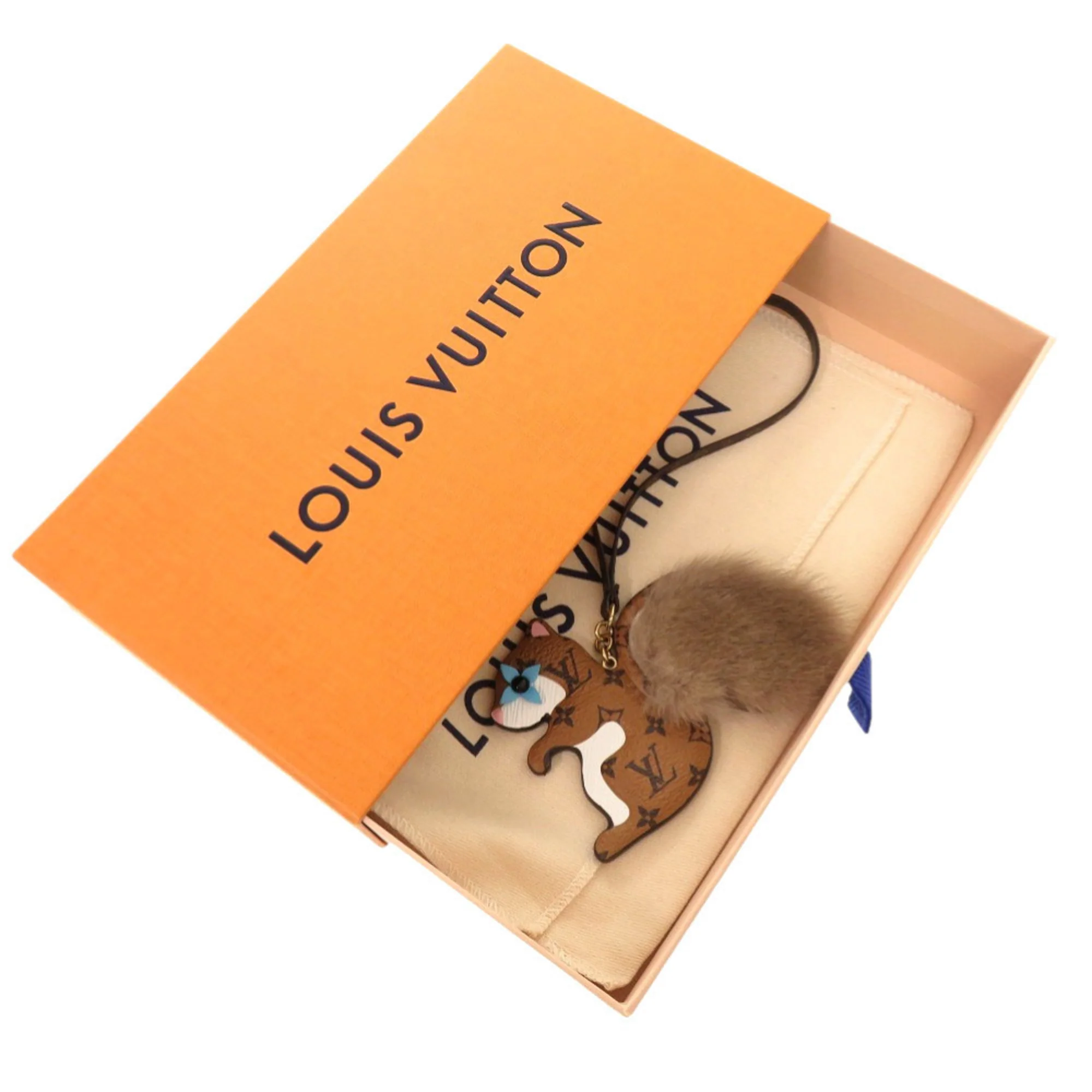 Charm Fur and Monogram Brown and Gold Handbag Charm - Image 2