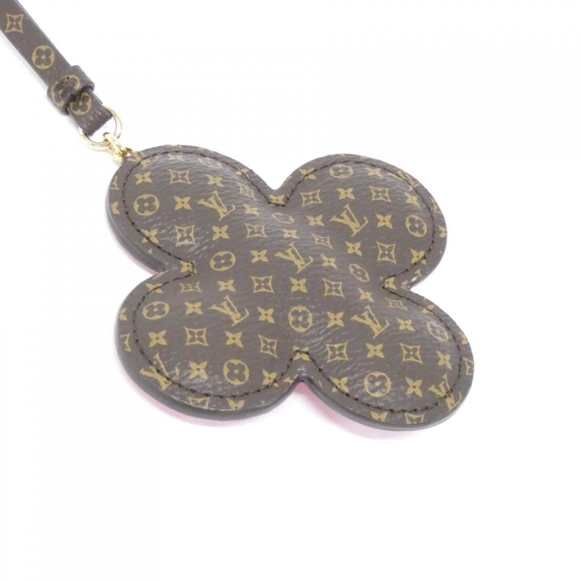 Monogram Charm Canvas and Leather Marron Pink Handbag Charm - Image 3