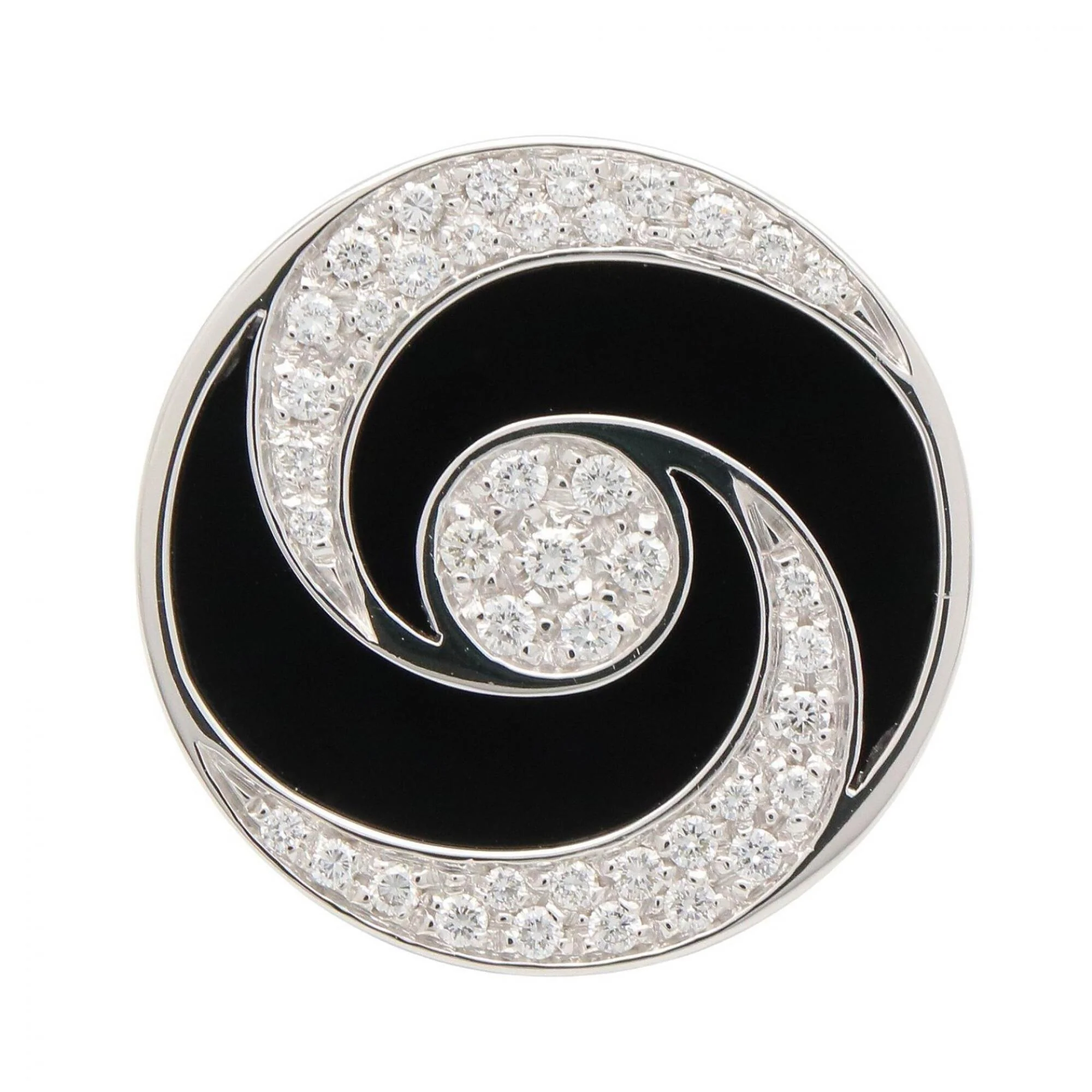 Band Ring 18K White Gold and Stainless Steel with Diamond and Onyx - Image 2