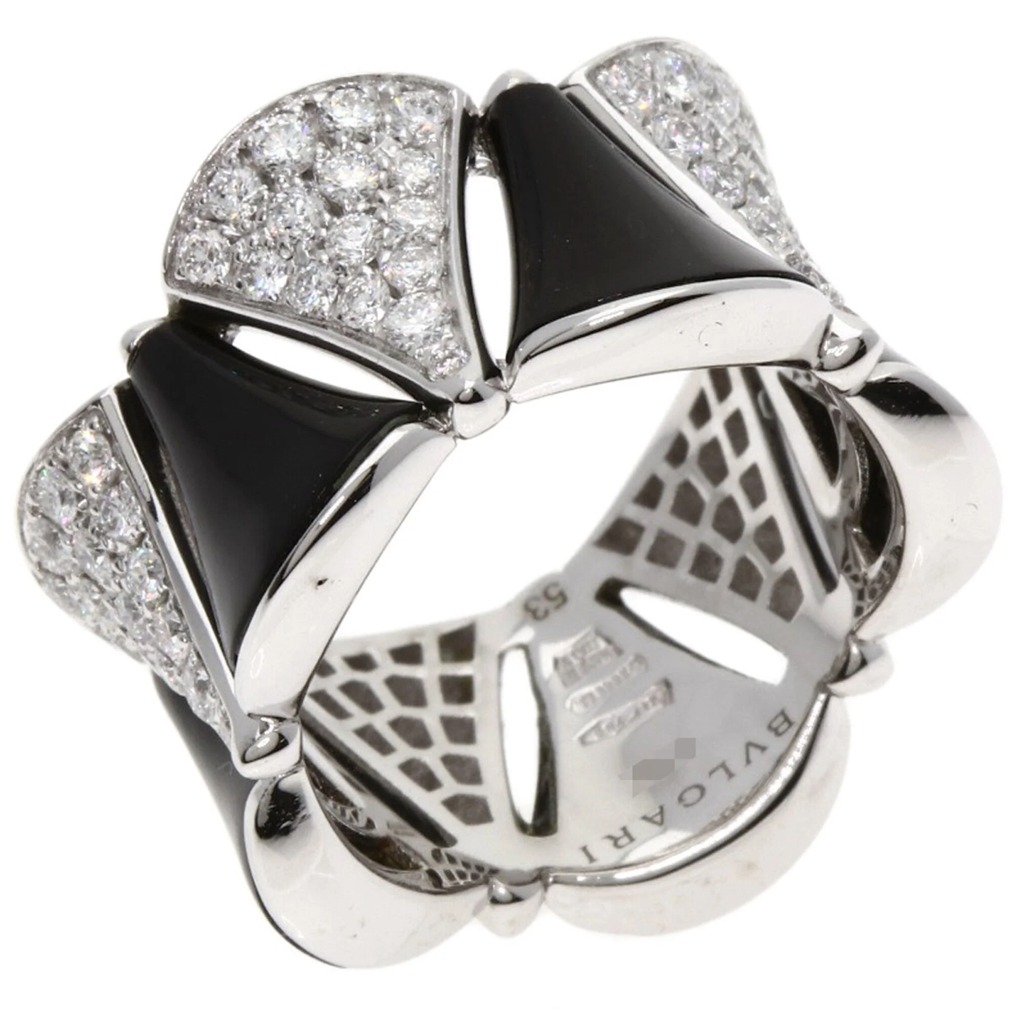 Band Ring 18K White Gold with Diamond and Onyx - Image 2