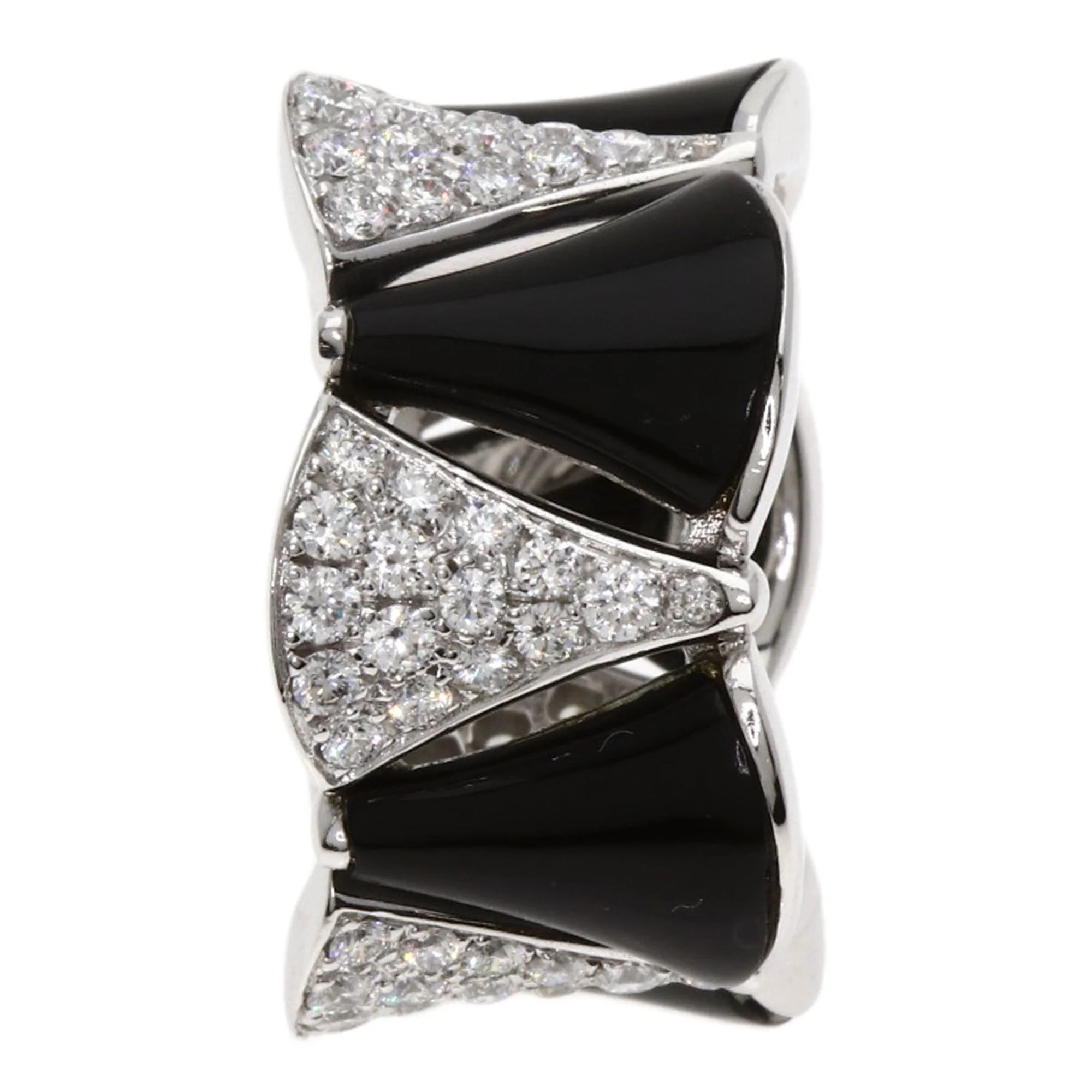 Band Ring 18K White Gold with Diamond and Onyx - Image 3