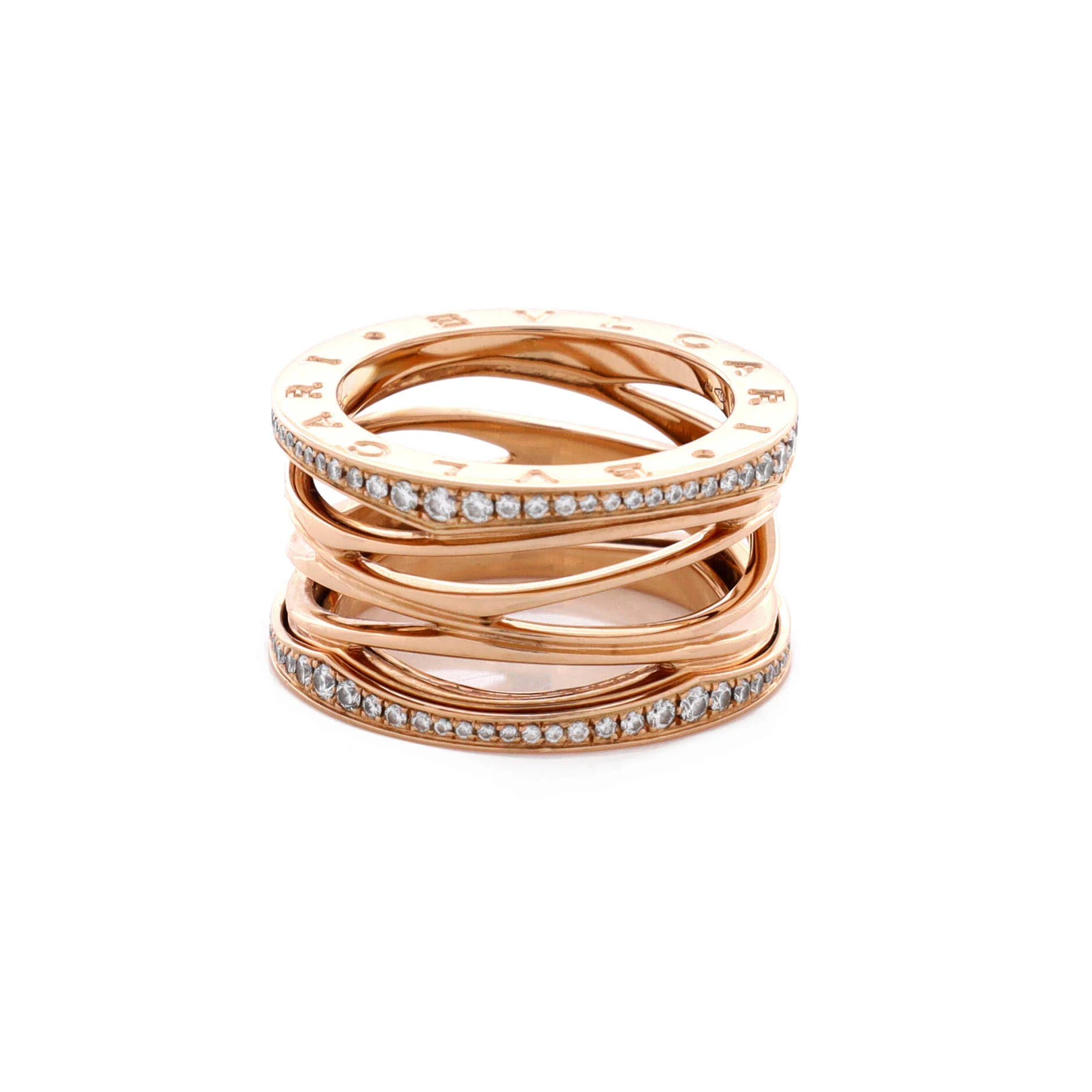 B.Zero1 Design Legend Zaha Hadid Four Band Ring 18K Rose Gold with Diamonds - Image 3