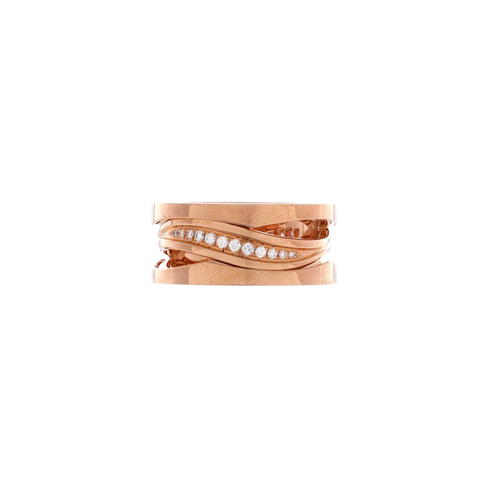 B.Zero1 Design Legend Zaha Hadid Three Band Ring 18K Rose Gold with Diamonds