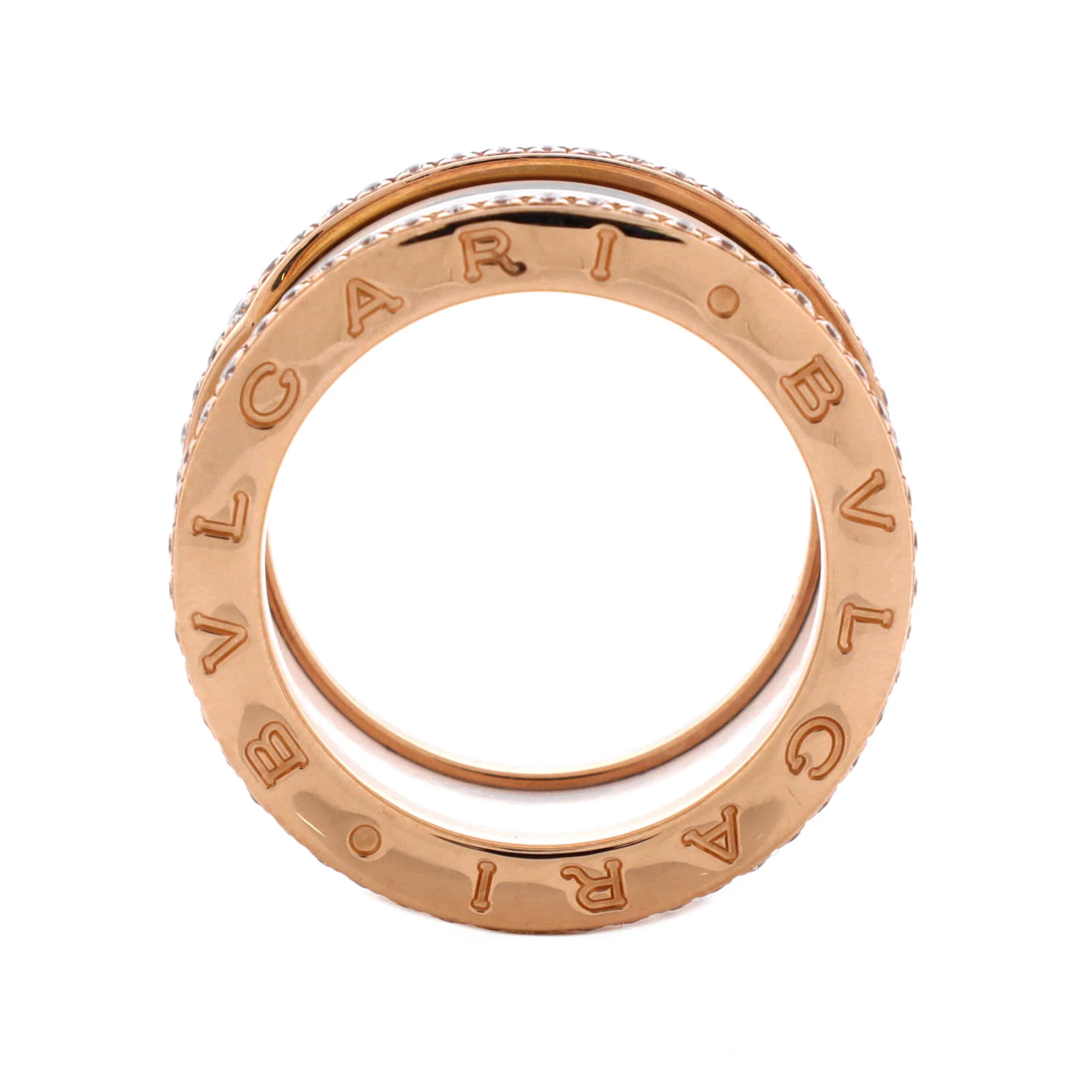 B.Zero1 Three Band Ring 18K Rose Gold and Ceramic with Diamonds - Image 2