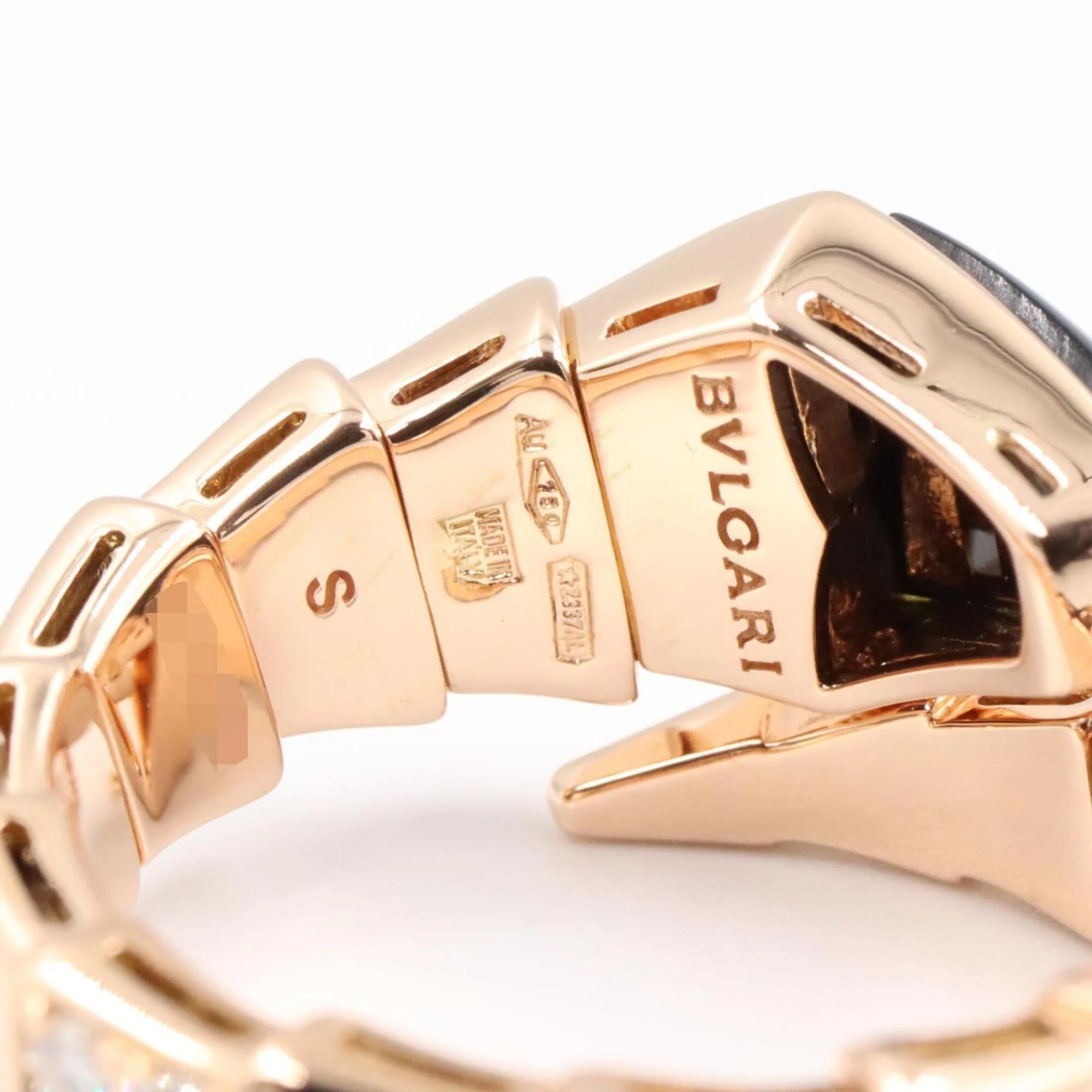 Serpenti Viper Ring 18K Rose Gold with Diamonds - Image 4