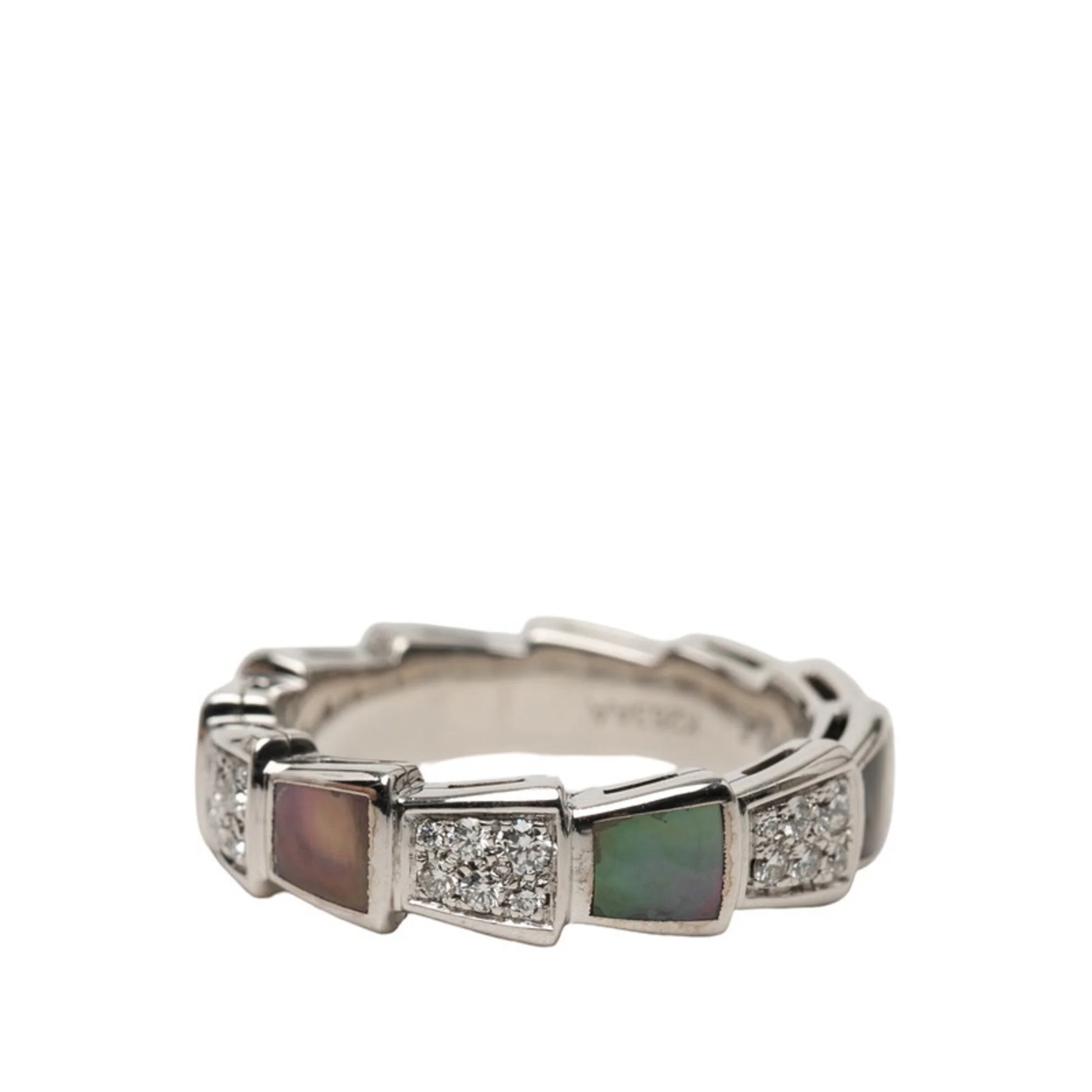 Serpenti Viper Ring Sterling Silver and 18K White Gold with Diamonds - Image 3