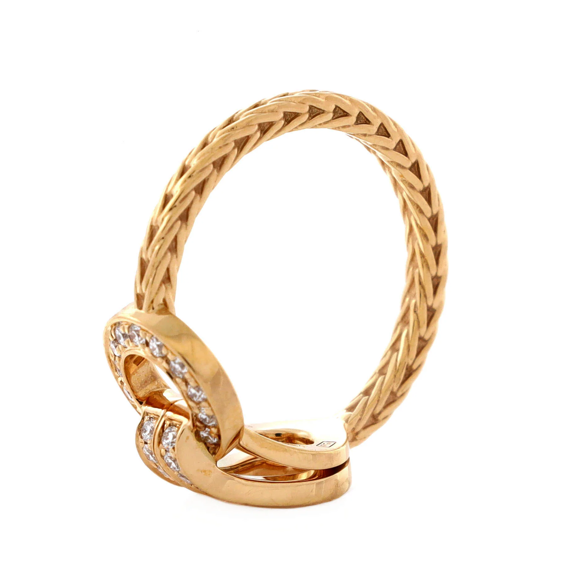 Agrafe Vine Ring 18K Yellow Gold with Diamonds Small - Image 2