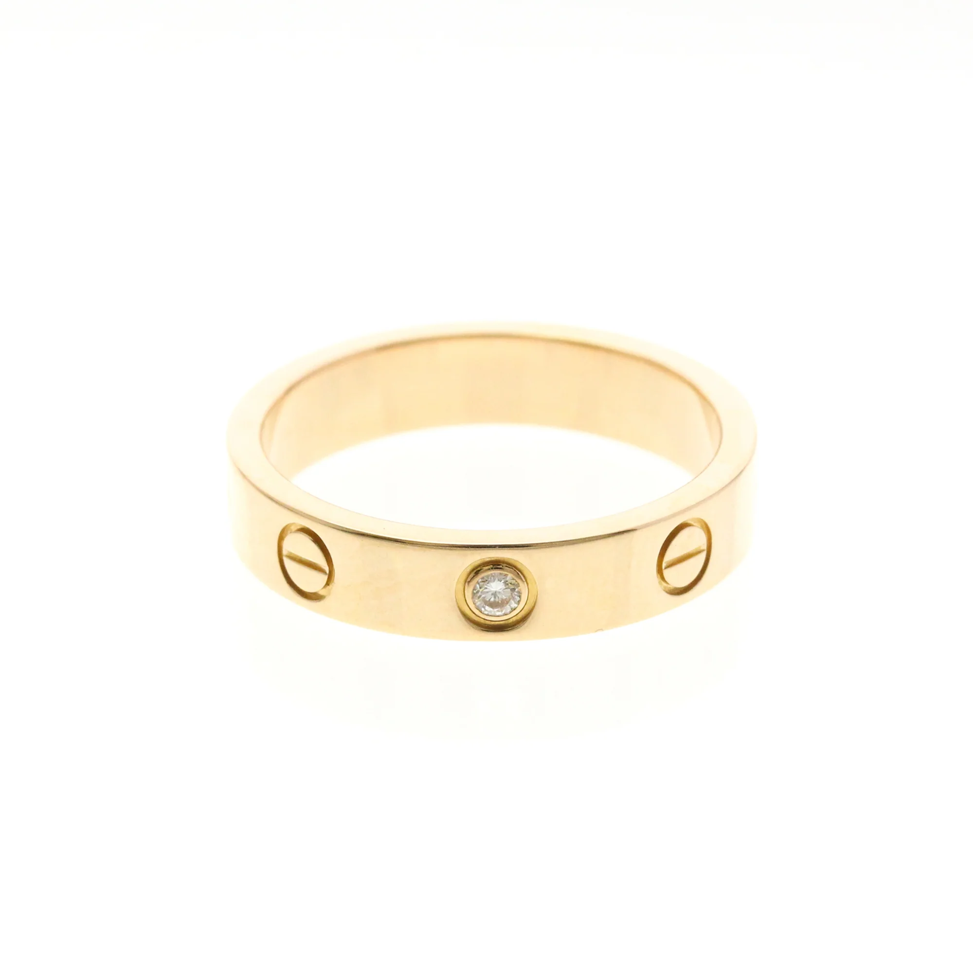 Band Ring 18K Rose Gold Mini with Diamond