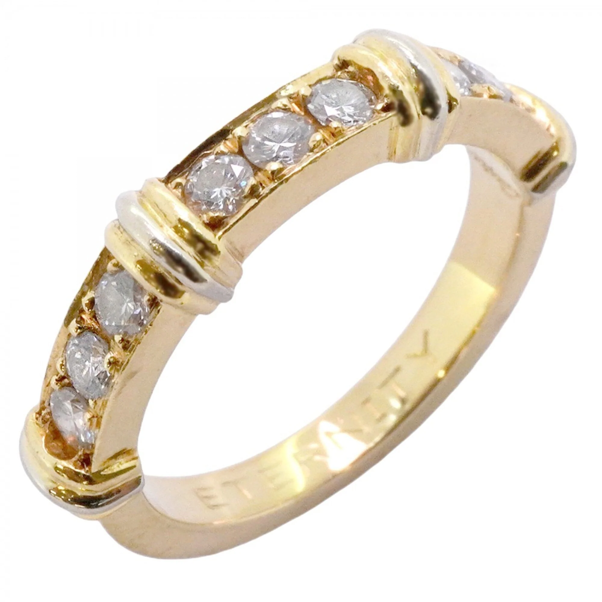 Band Ring 18K White Gold and 18K Yellow Gold with Diamond