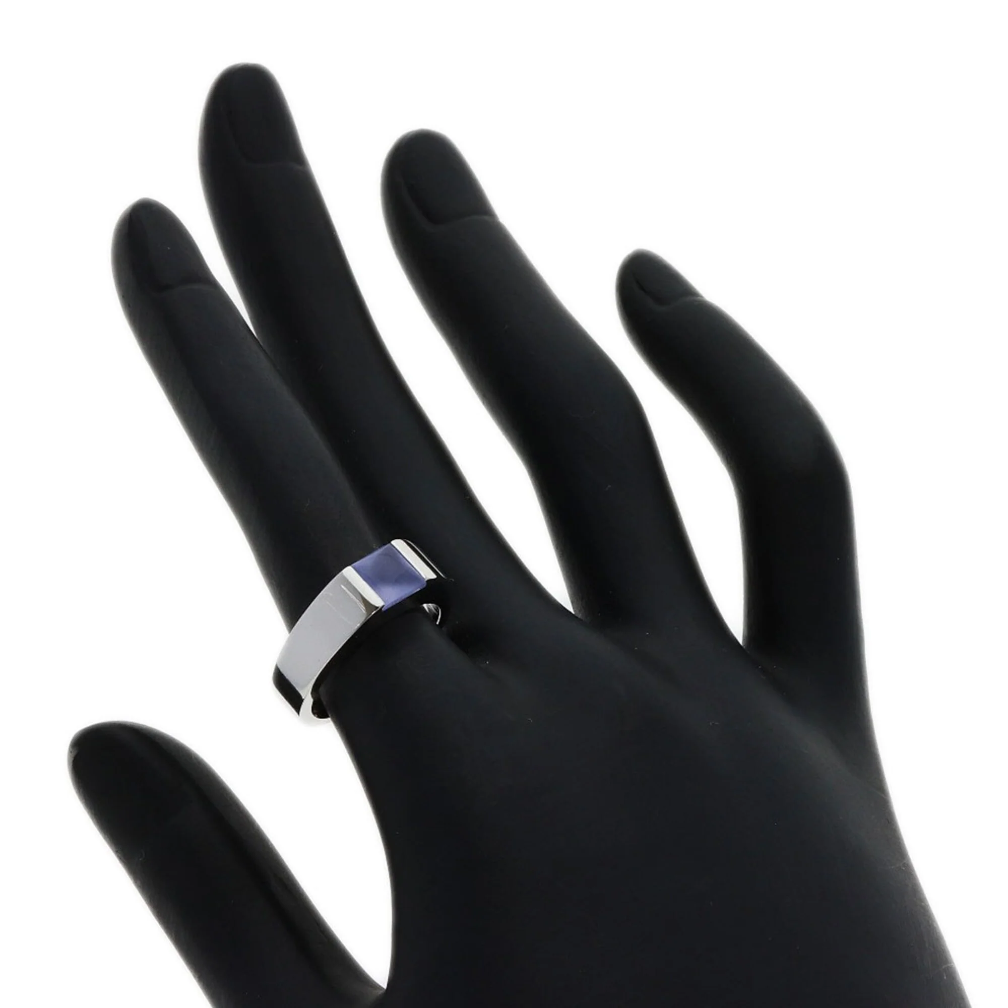 Band Ring 18K White Gold with Chalcedony - Image 5