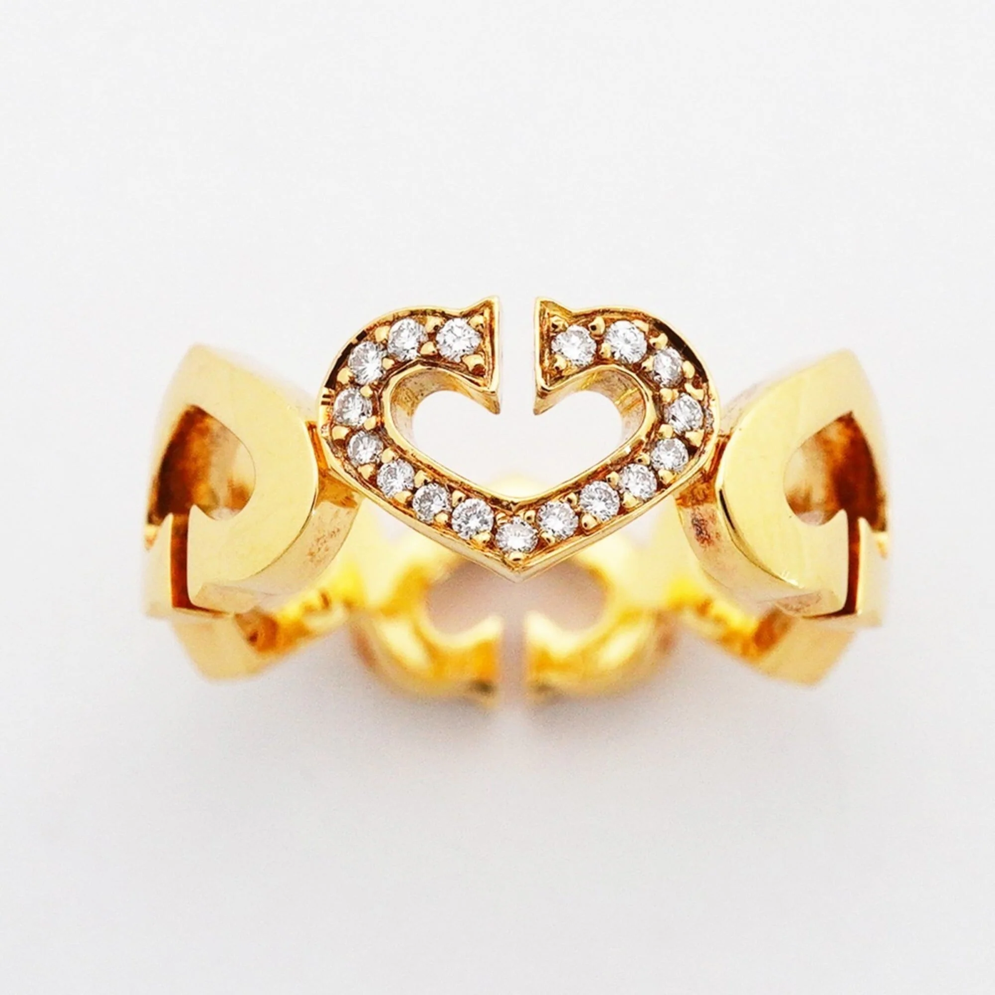 C Heart Ring 18K Yellow Gold with Diamonds - Image 2