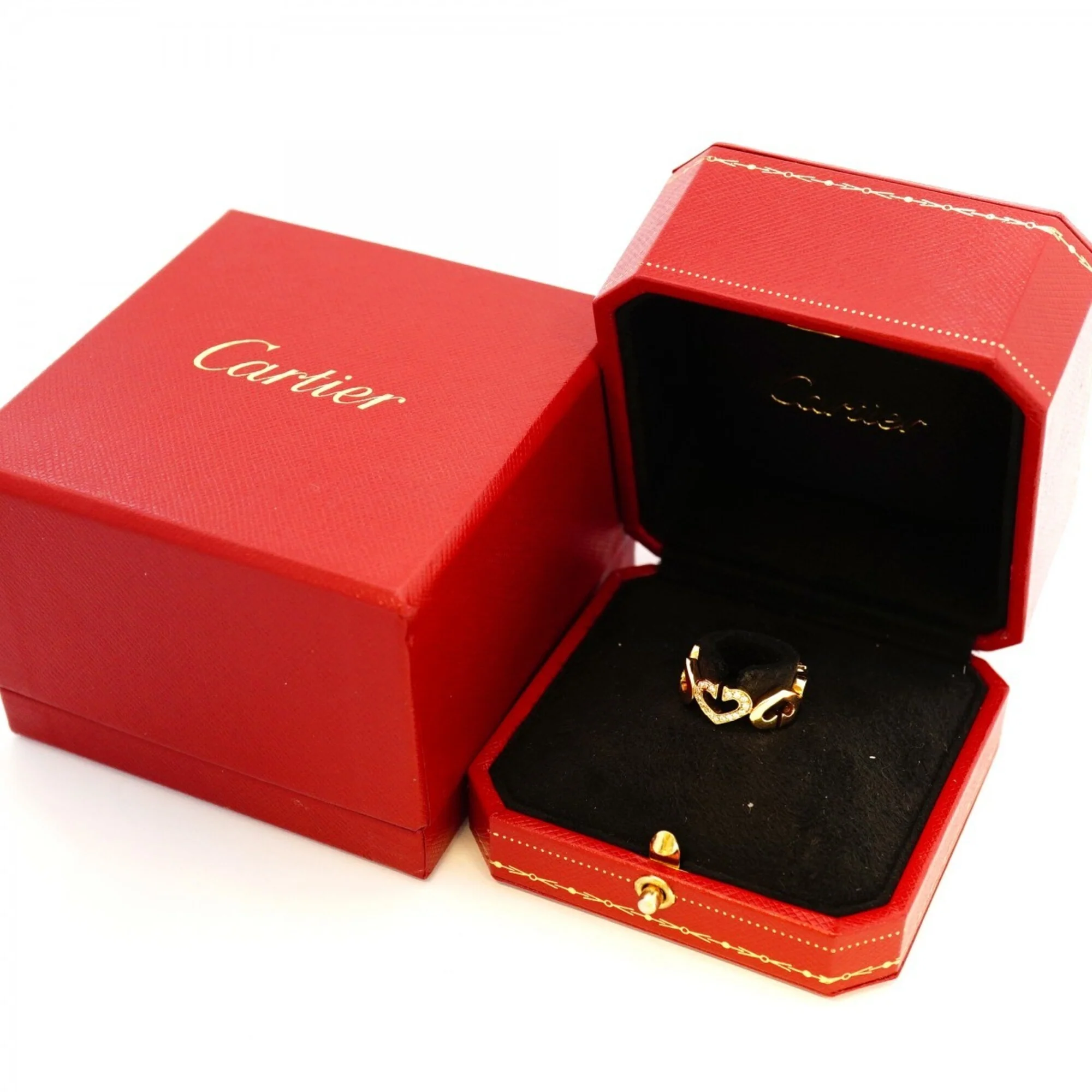 C Heart Ring 18K Yellow Gold with Diamonds - Image 7